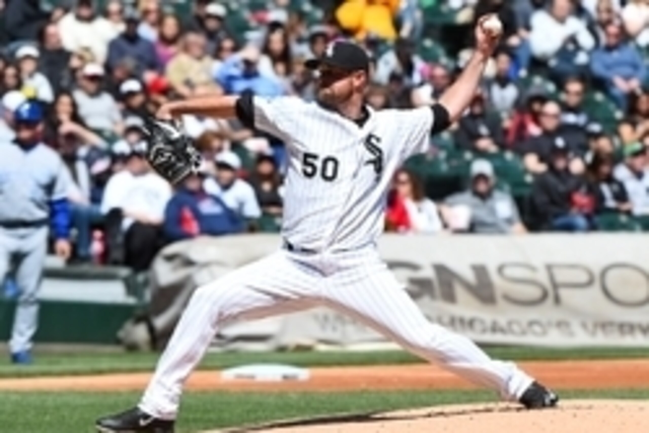 Apr 26, 2015; Chicago, IL, USA; Chicago White Sox starting pitcher John Danks (50) throws a pitch against the Kansas City Royals during the first inning at U.S Cellular Field. Mandatory Credit: Mike DiNovo-USA TODAY Sports