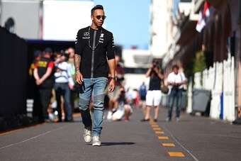 MONTE-CARLO, MONACO - MAY 20:  Lewis Hamilton of Great Britain and Mercedes GP walks in the paddock during previews to the Monaco Formula One Grand Prix at Circuit de Monaco on May 20, 2015 in Monte-Carlo, Monaco.  (Photo by Paul Gilham/Getty Images)