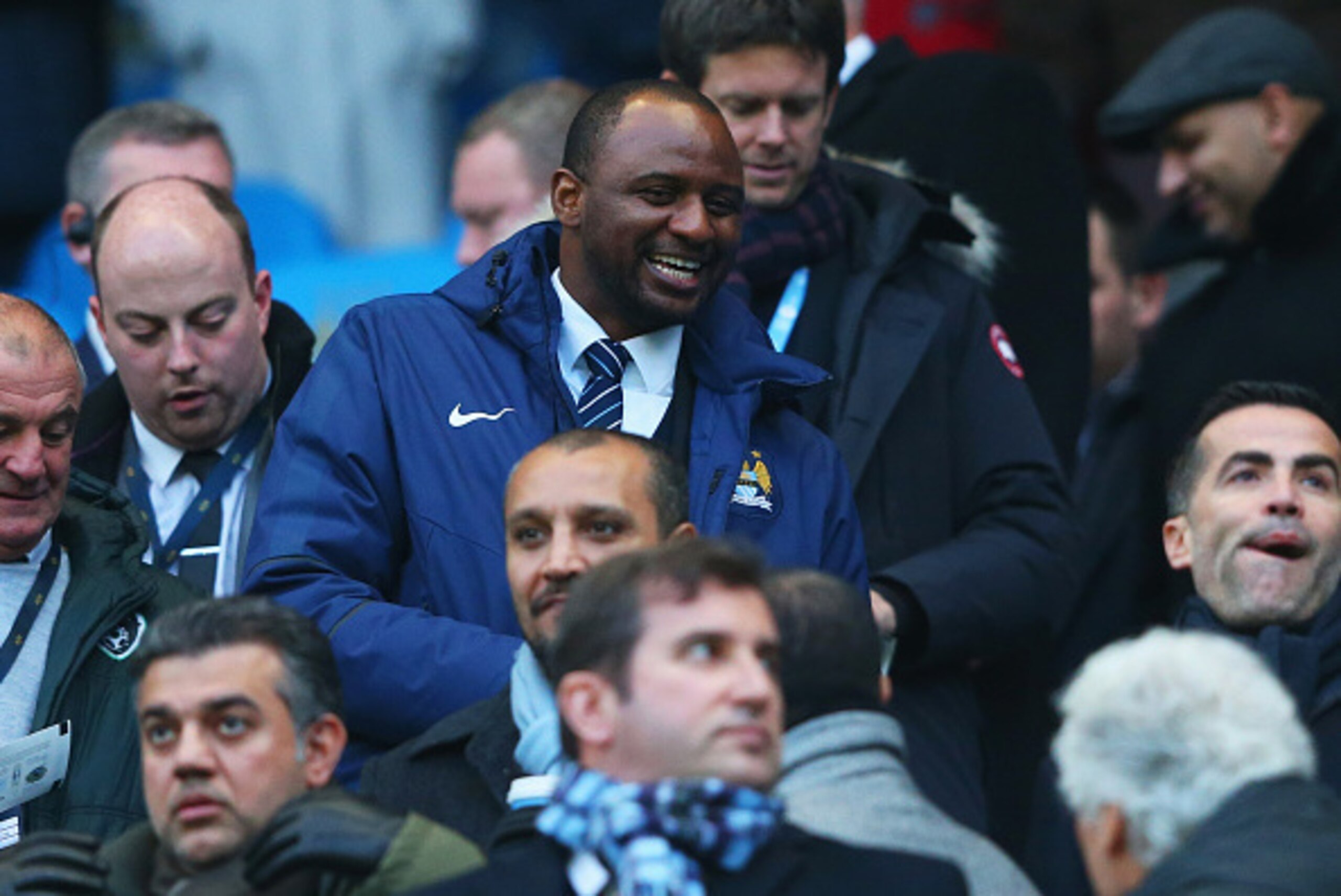 MANCHESTER, ENGLAND - JANUARY 18: Patrick Vieira manager of the Manchester City Elite Development Squad looks on prior to the Barclays Premier League match between Manchester City and Arsenal at Etihad Stadium on January 18, 2015 in Manchester, England. MANCHESTER, ENGLAND - JANUARY 18: Patrick Vieira manager of the Manchester City Elite Development Squad looks on prior to the Barclays Premier League match between Manchester City and Arsenal at Etihad Stadium on January 18, 2015 in Manchester, England.