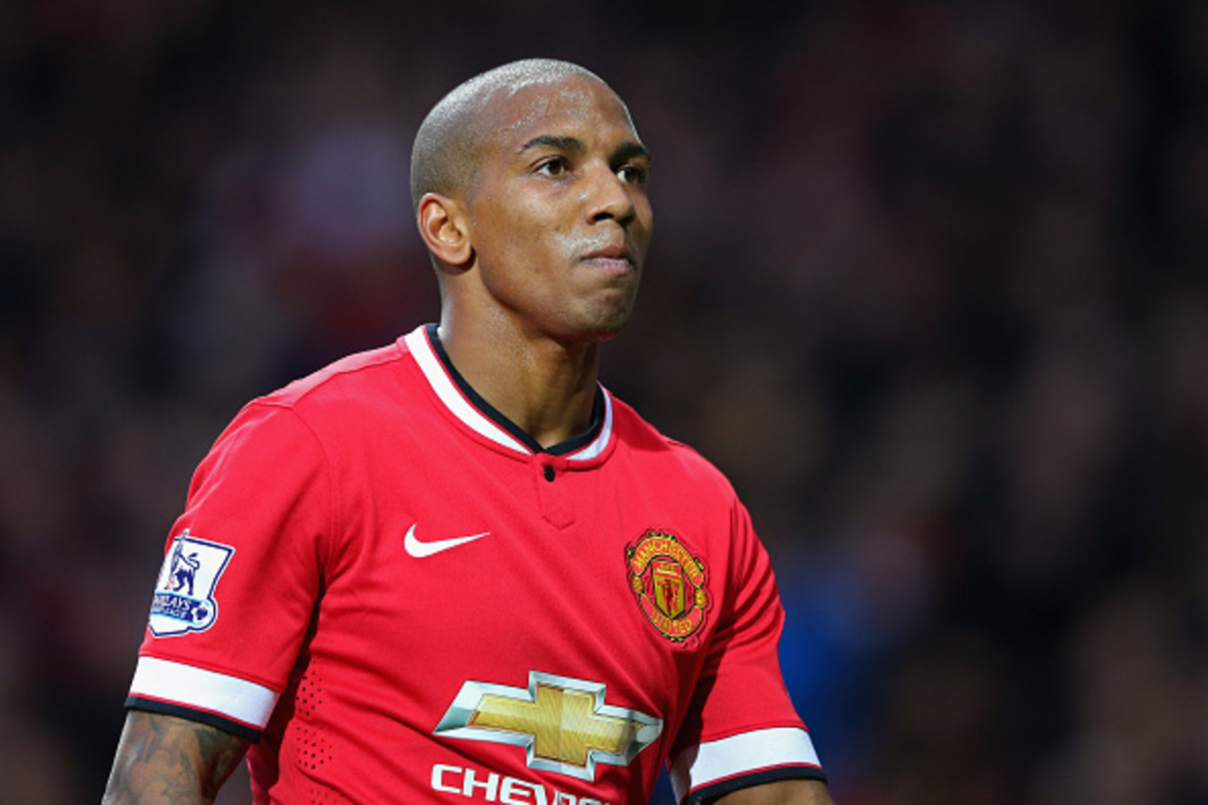 MANCHESTER, ENGLAND - MARCH 15: Ashley Young of Manchester United looks on during the Barclays Premier League match between Manchester United and Tottenham Hotspur at Old Trafford on March 15, 2015 in Manchester, England. (Photo by Alex Livesey/Getty Im MANCHESTER, ENGLAND - MARCH 15: Ashley Young of Manchester United looks on during the Barclays Premier League match between Manchester United and Tottenham Hotspur at Old Trafford on March 15, 2015 in Manchester, England. (Photo by Alex Livesey/Getty Im