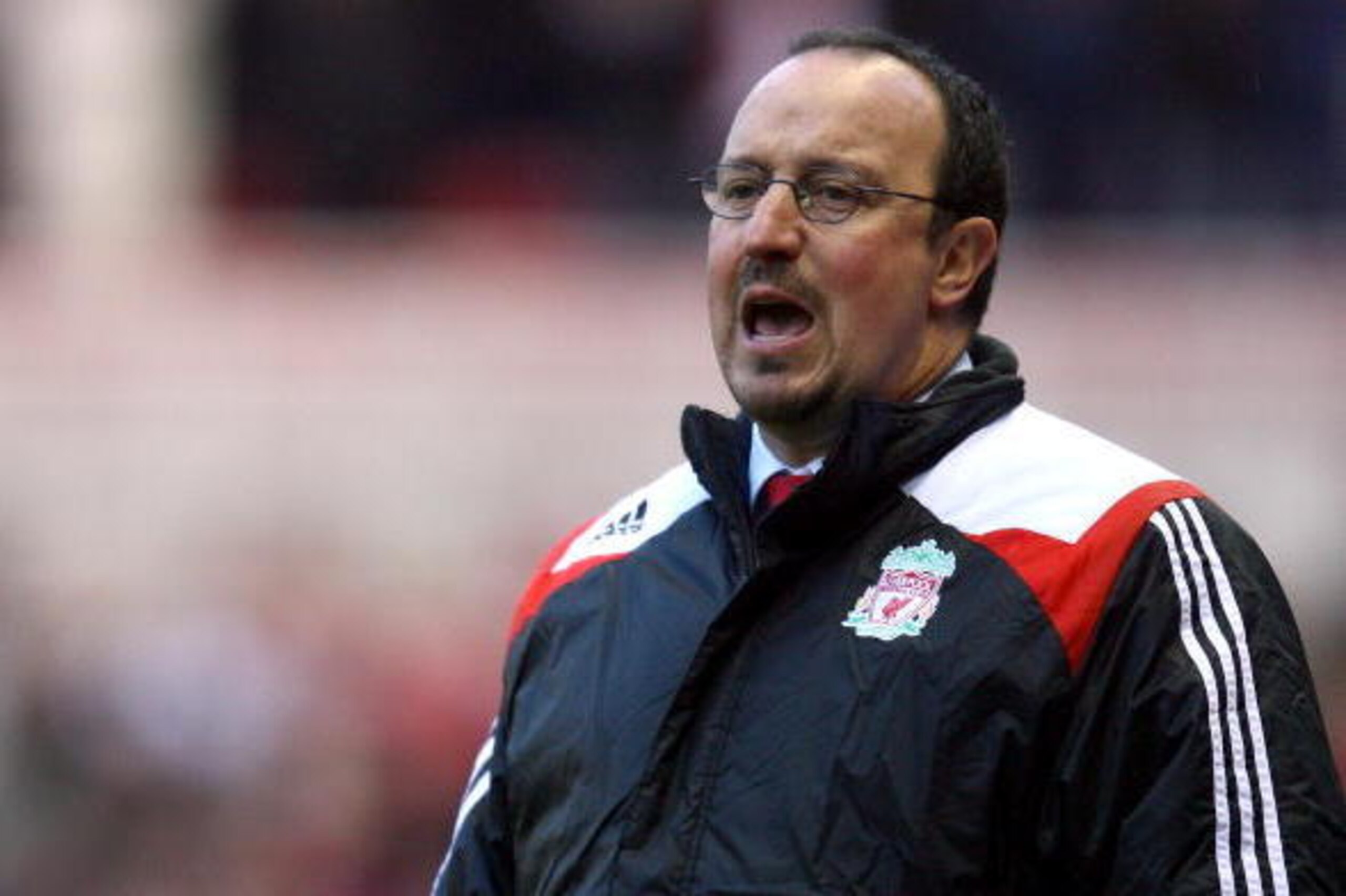 MIDDLESBROUGH, UNITED KINGDOM - JANUARY 12:  Rafa Benitez, manager of Liverpool, reacts during the Barclays Premier League match between Middlesbrough and Liverpool held at the Riverside Stadium on January 12, 2008 in Middlesbrough, England.  (Photo by Pa