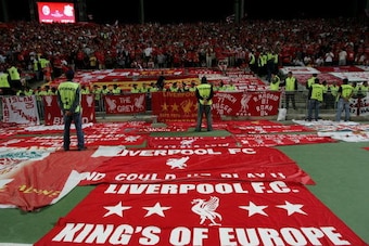 ISTANBUL, TURKEY - MAY 25:  Liverpool fans wait for the start of the European Champions League final between Liverpool and AC Milan on May 25, 2005 at the Ataturk Olympic Stadium in Istanbul, Turkey.  (Photo by Clive Brunskill/Getty Images)