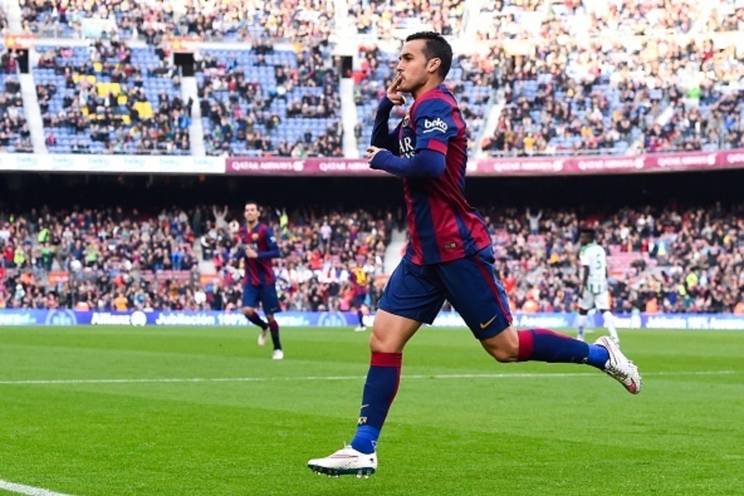 BARCELONA, SPAIN - DECEMBER 20: Pedro Rodriguez of FC Barcelona celebrates after scoring the opening goal during the La Liga match between FC Barcelona and Cordoba CF at Camp Nou on December 20, 2014 in Barcelona, Spain. (Photo by David Ramos/Getty Imag BARCELONA, SPAIN - DECEMBER 20: Pedro Rodriguez of FC Barcelona celebrates after scoring the opening goal during the La Liga match between FC Barcelona and Cordoba CF at Camp Nou on December 20, 2014 in Barcelona, Spain. (Photo by David Ramos/Getty Imag