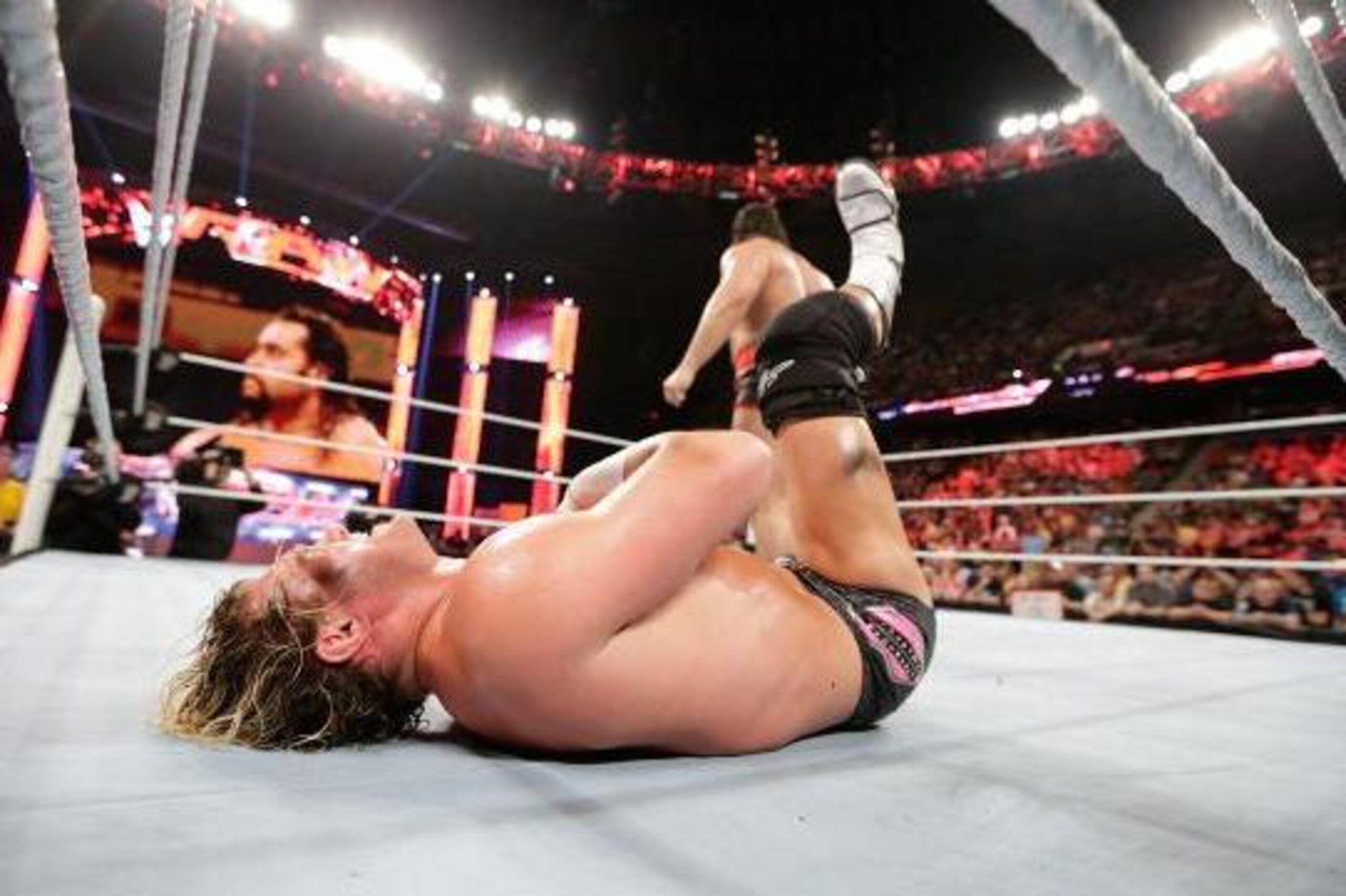 Rusev leaves Dolph Ziggler hurting on the mat.