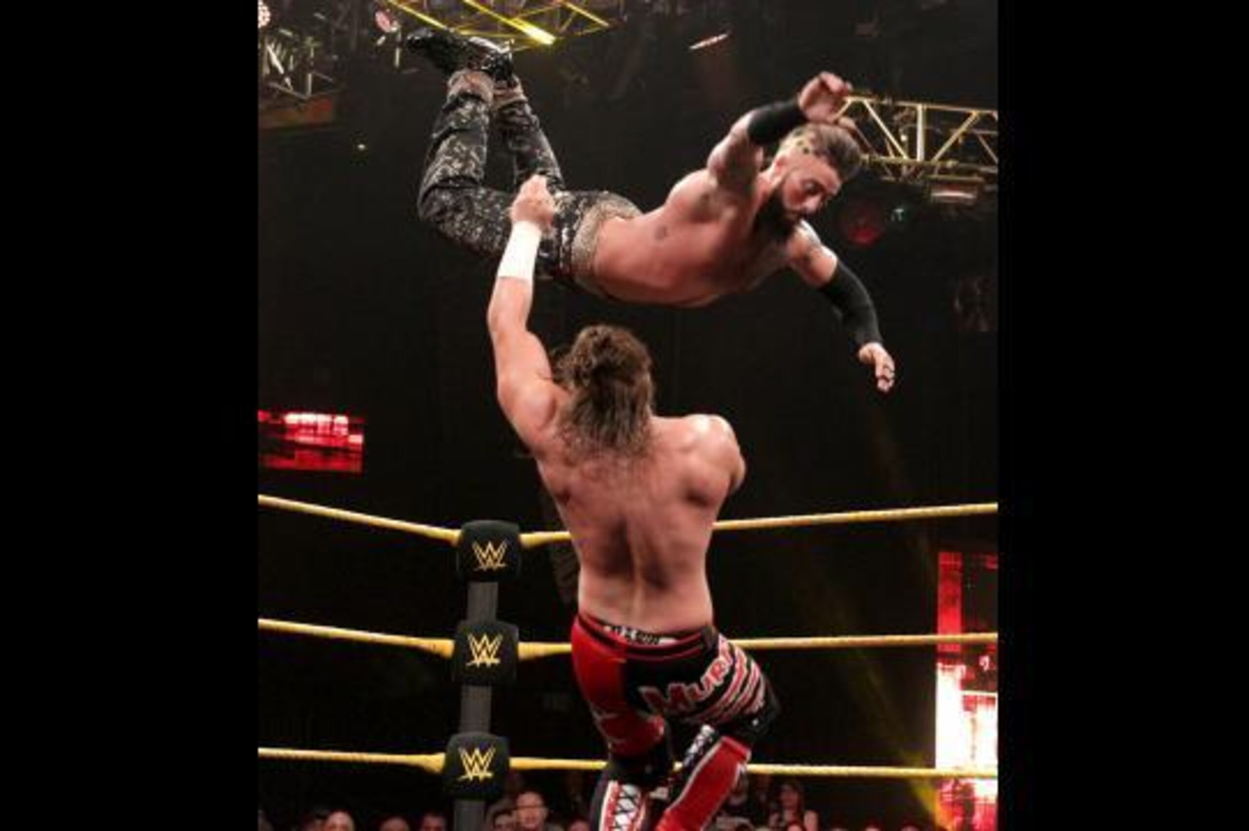 Enzo Amore takes flight. Enzo Amore takes flight.