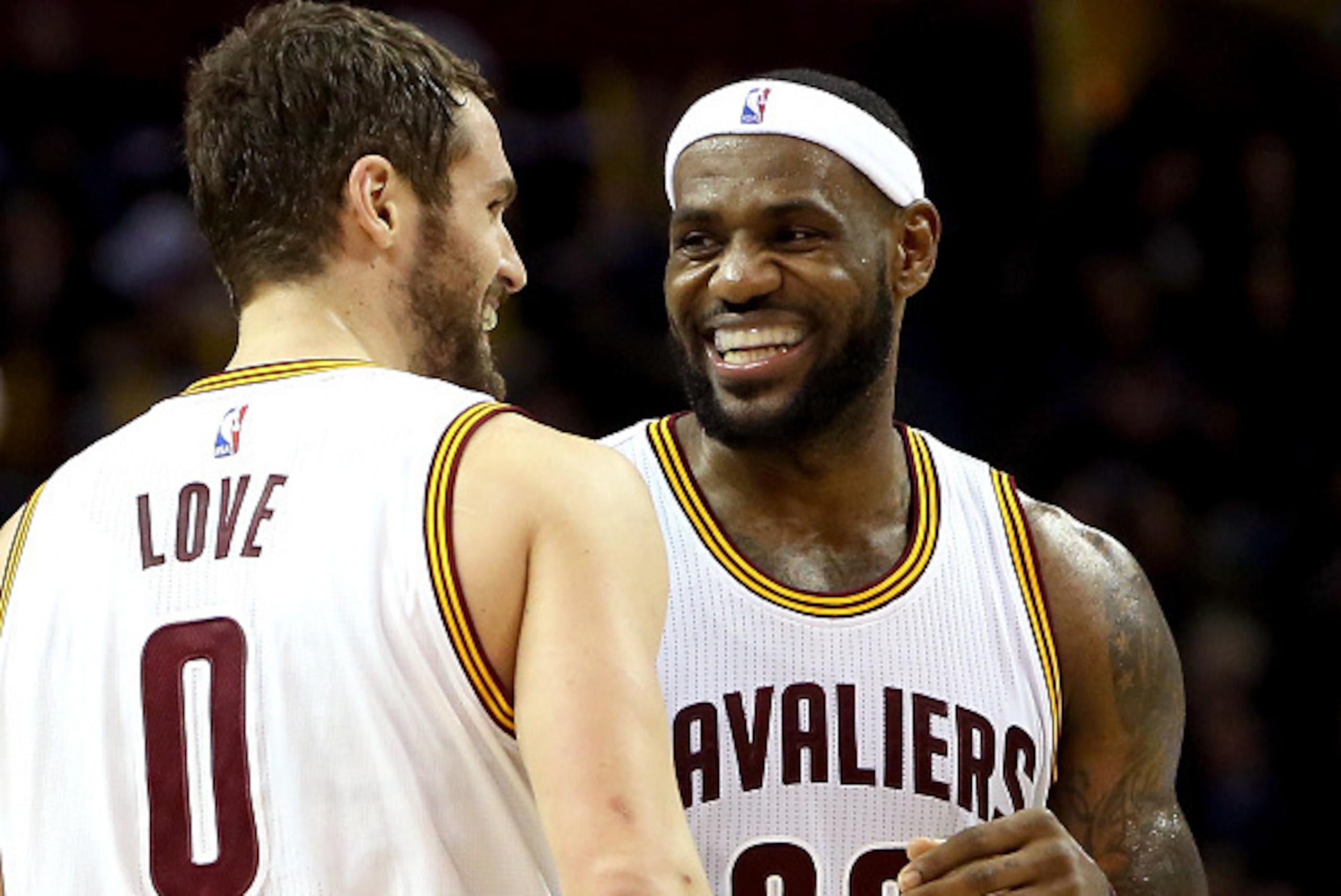 CLEVELAND, OH - DECEMBER 23:  LeBron James #23 and Kevin Love #0 of the Cleveland Cavaliers react after a play in the second half against the Minnesota Timberwolves at Quicken Loans Arena on December 23, 2014 in Cleveland, Ohio. NOTE TO USER: User express