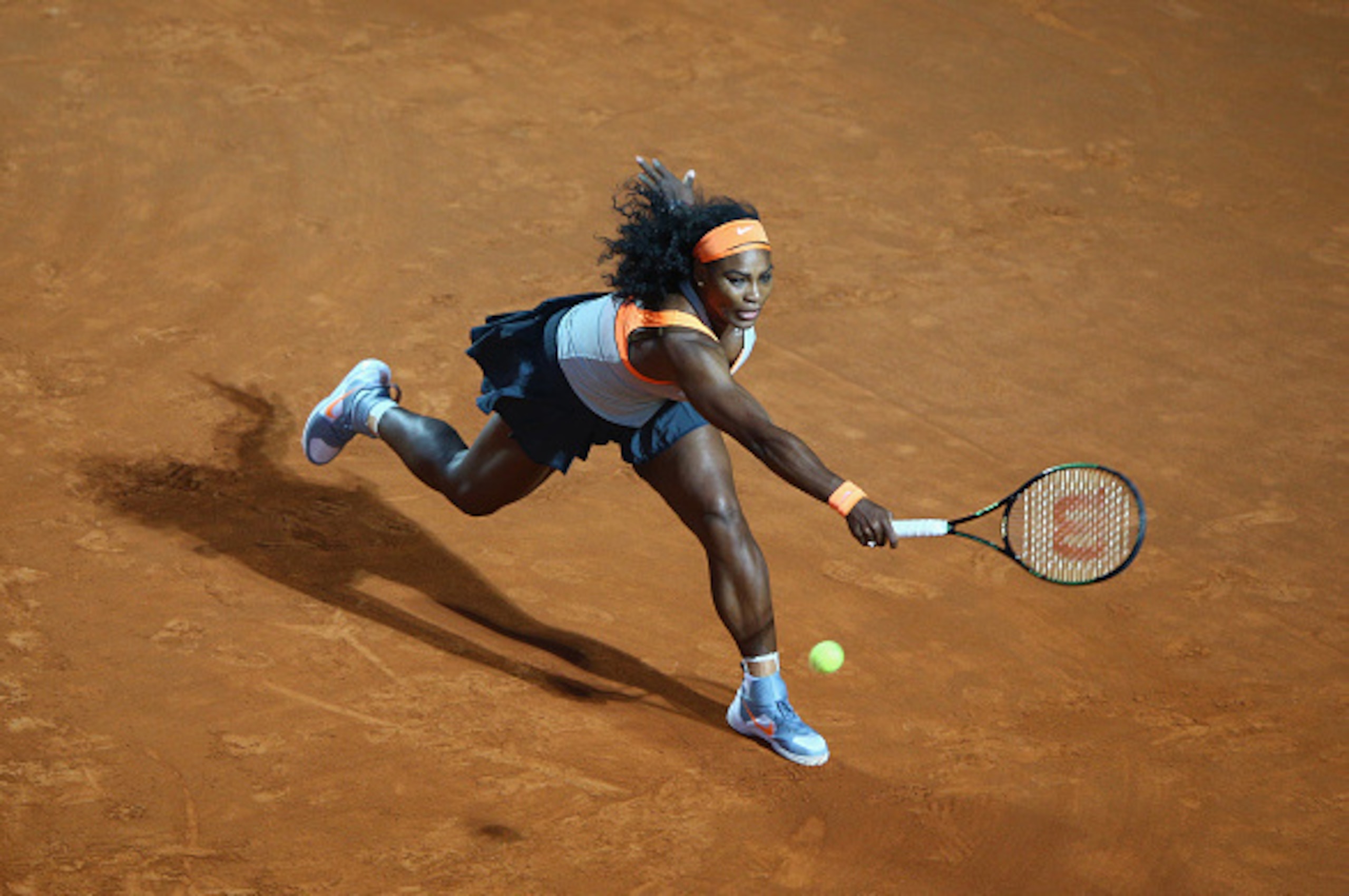 ROME, ITALY - MAY 12: Serena Williams of USA in action during her match against Anastasia Pavlyuchenkova of Russia on Day Three of the The Internazionali BNL d'Italia 2015 at the Foro Italico on May 12, 2015 in Rome, Italy. (Photo by Ian Walton/Getty Im ROME, ITALY - MAY 12: Serena Williams of USA in action during her match against Anastasia Pavlyuchenkova of Russia on Day Three of the The Internazionali BNL d'Italia 2015 at the Foro Italico on May 12, 2015 in Rome, Italy. (Photo by Ian Walton/Getty Im