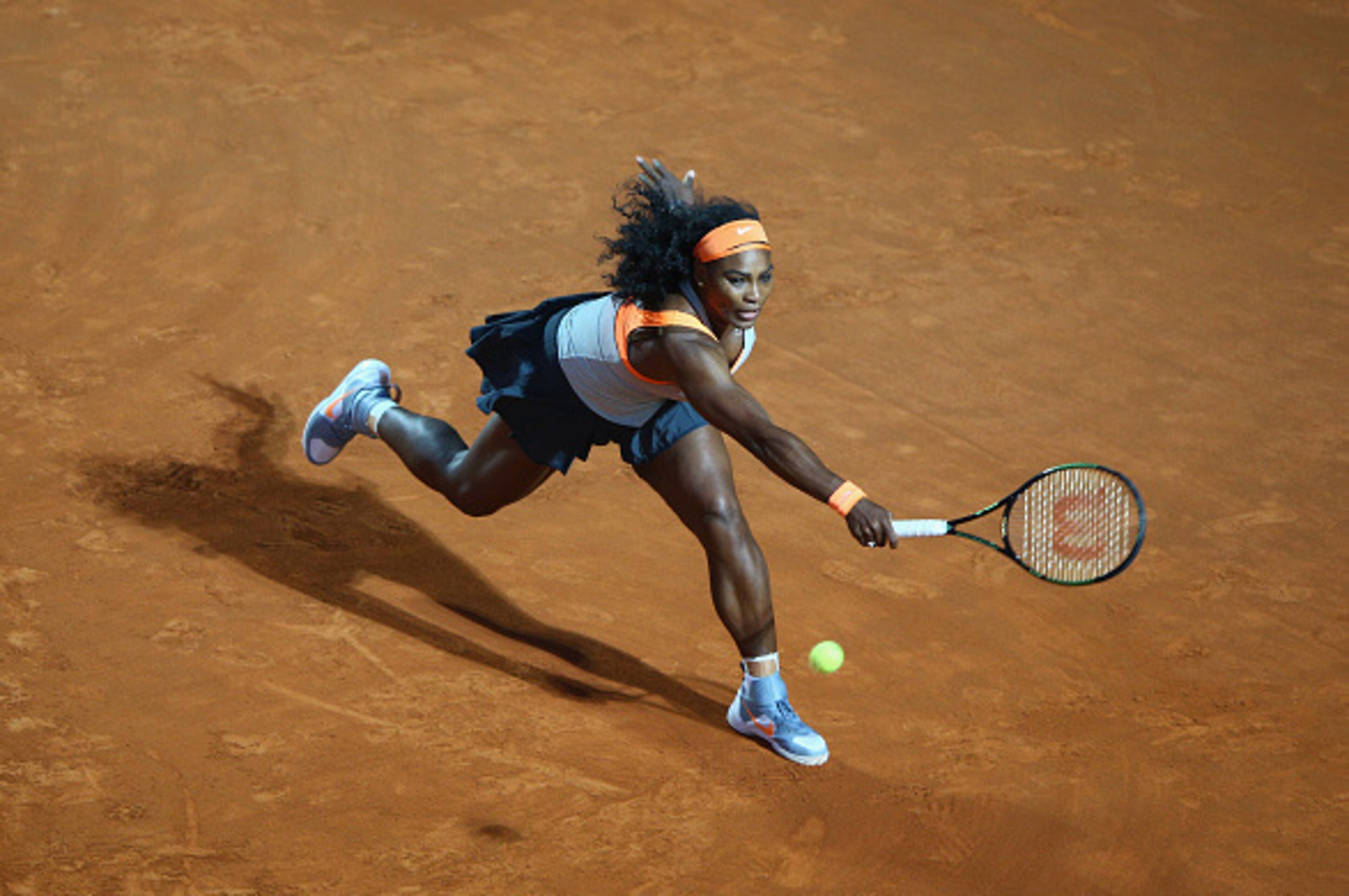 ROME, ITALY - MAY 12:  Serena Williams of USA in action during her match against Anastasia Pavlyuchenkova of Russia on Day Three of the The Internazionali BNL d'Italia 2015 at the Foro Italico on May 12, 2015 in Rome, Italy.  (Photo by Ian Walton/Getty Im