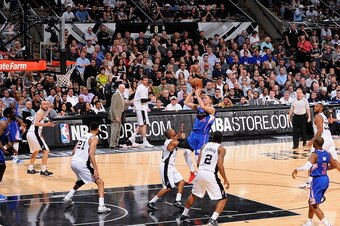 SAN ANTONIO, TEXAS - April 26: Austin Rivers #25 of the Los Angeles Clippers shoots against the San Antonio Spurs during Game Four of the Western Conference Quarterfinals during the NBA Playoffs on April 26, 2015 at Smoothie King Center in Dallas, Texas. 