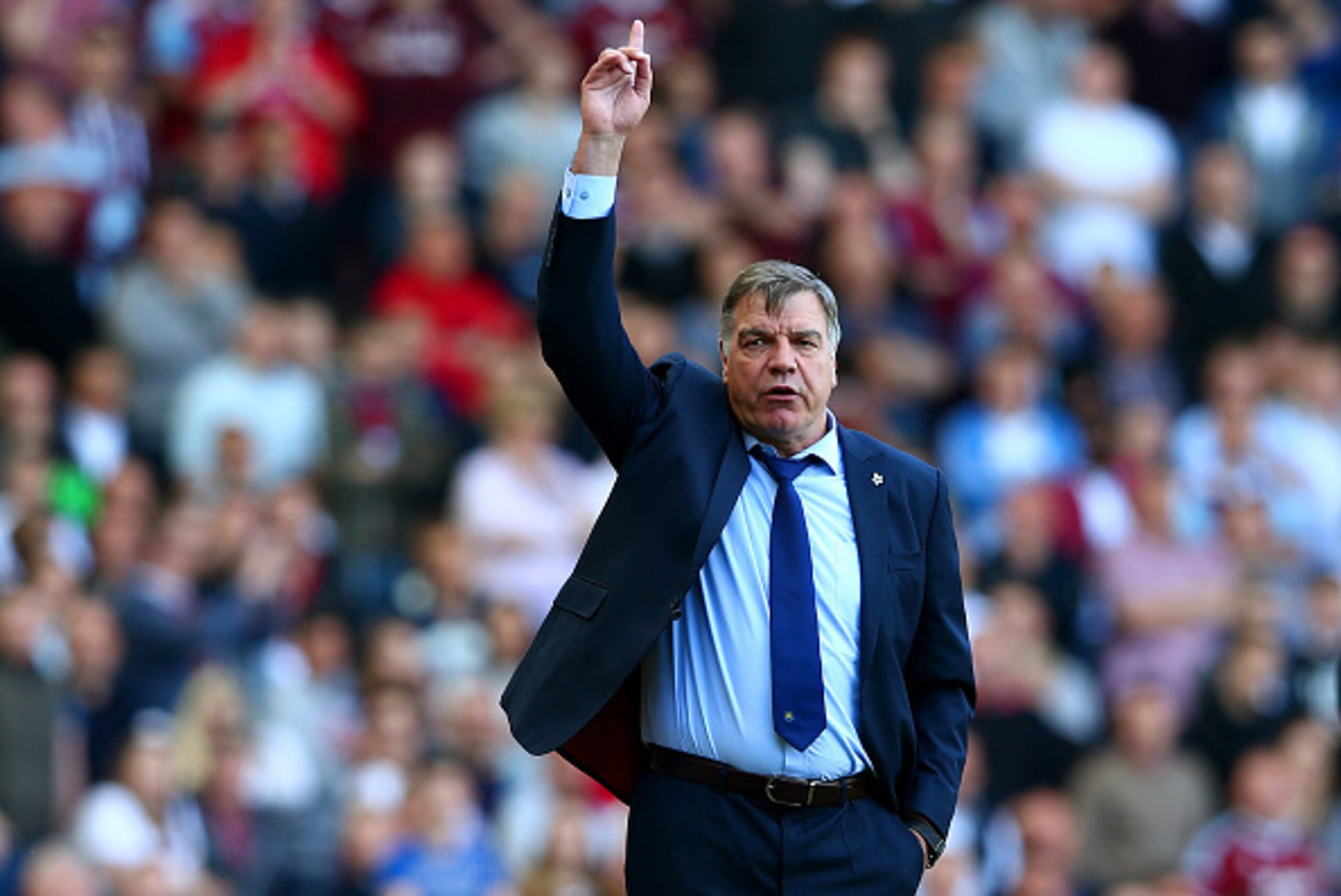 LONDON, ENGLAND - MAY 16: Sam Allardyce the West Ham manager reacts during the Barclays Premier League match between West Ham United and Everton at Boleyn Ground on May 16, 2015 in London, England.  (Photo by Matthew Lewis/Getty Images)