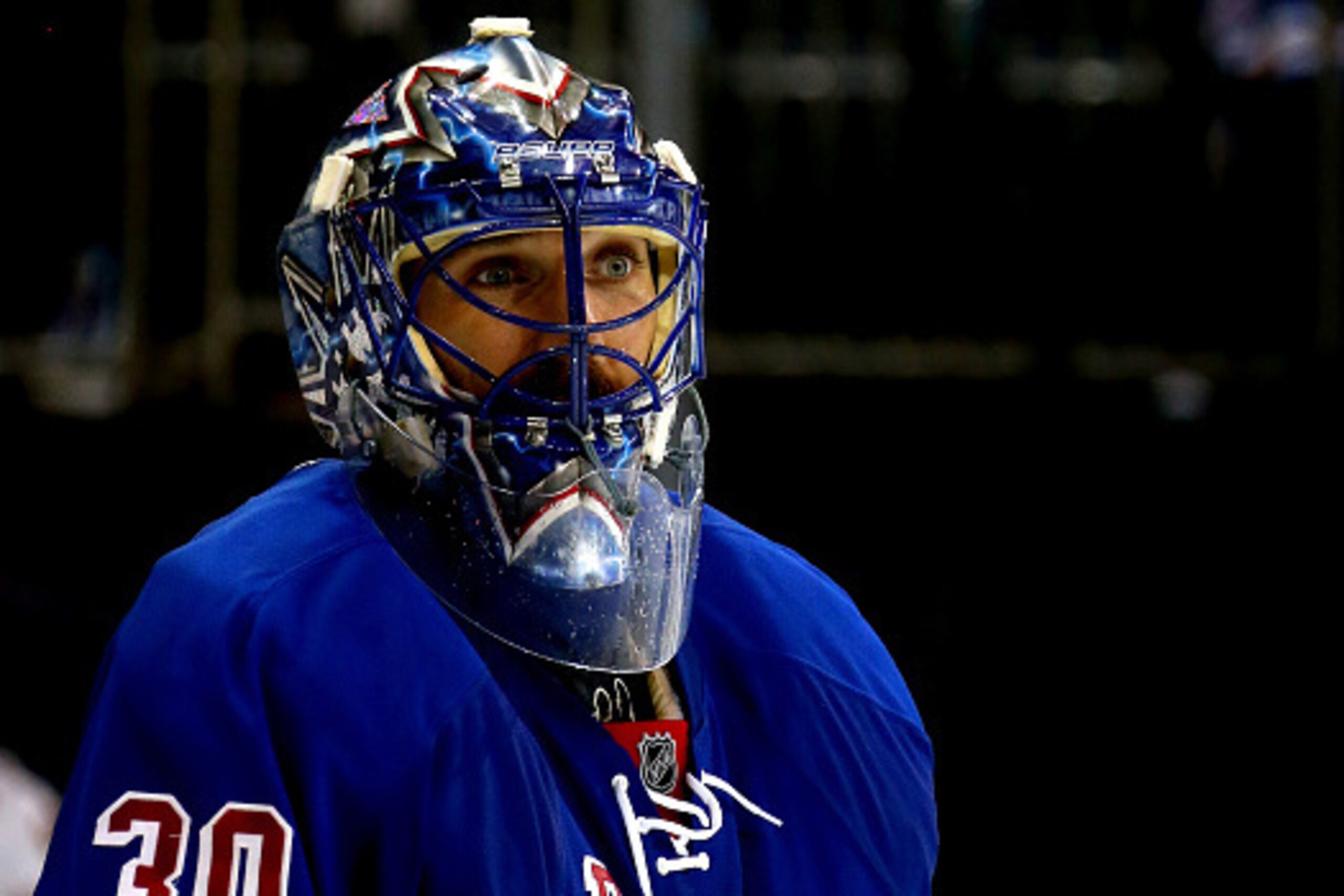 NEW YORK, NY - MAY 18:  Henrik Lundqvist #30 of the New York Rangers looks on against the Tampa Bay Lightning during Game Two of the Eastern Conference Finals during the 2015 NHL Stanley Cup Playoffs at Madison Square Garden on May 18, 2015 in New York Ci