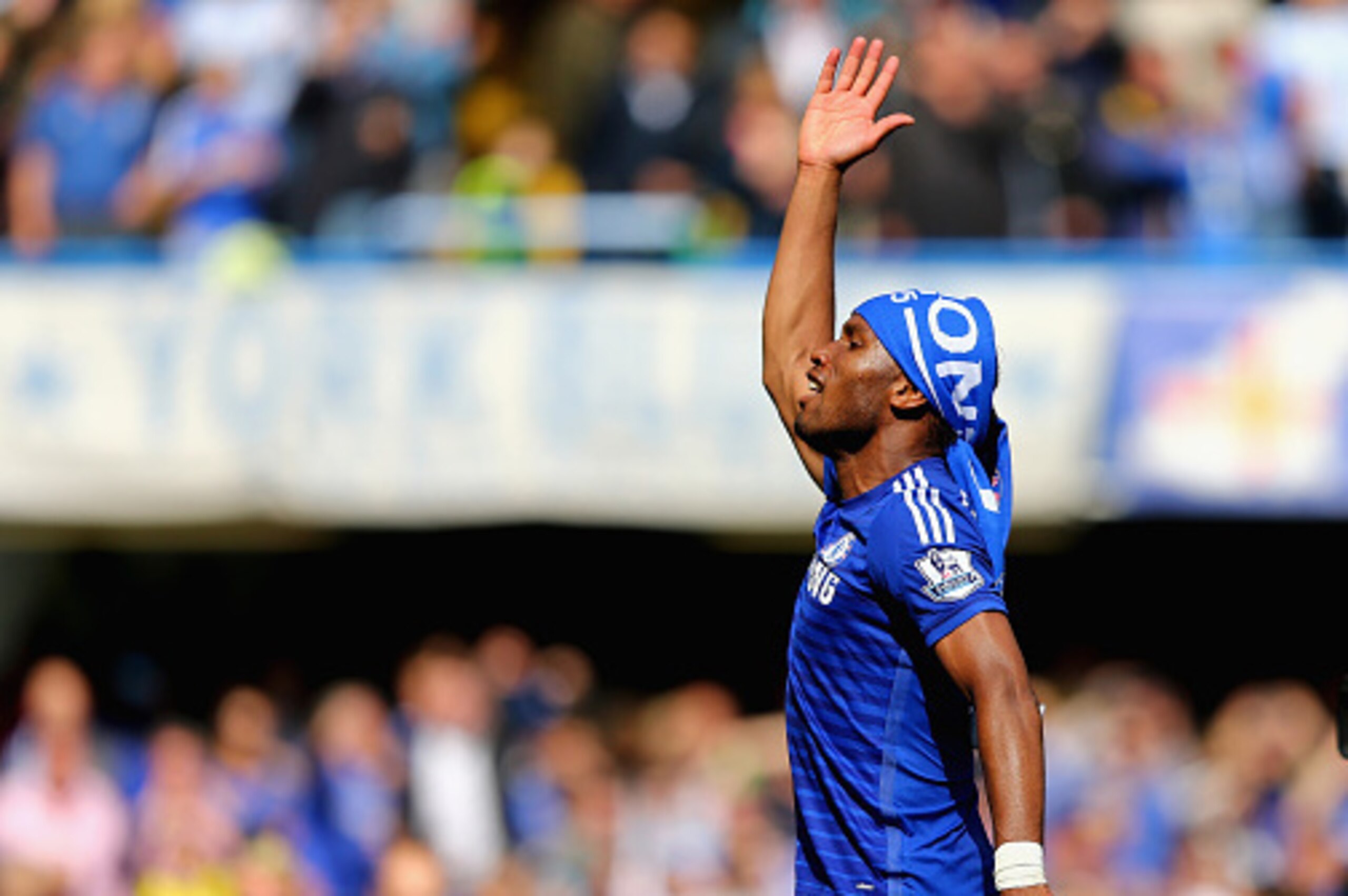 LONDON, ENGLAND - MAY 03:  Didier Drogba of Chelsea celebrates winning the Premier League title after the Barclays Premier League match between Chelsea and Crystal Palace at Stamford Bridge on May 3, 2015 in London, England.  (Photo by Clive Mason/Getty I