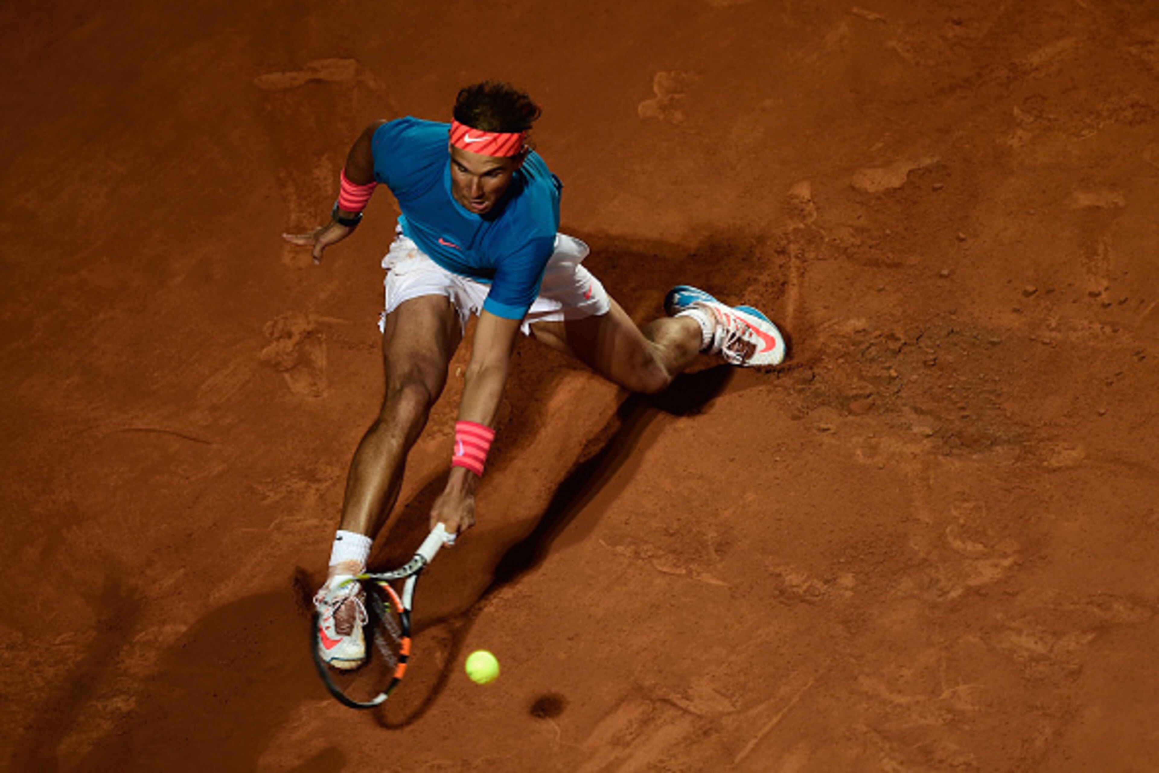 ROME, ITALY - MAY 15:  Rafael Nadal of Spain in action during his Quarter Final match with Stan Wawrinka of Switzerland on Day Six of The Internazionali BNL d'Italia 2015 at the Foro Italico on May 15, 2015 in Rome, Italy.  (Photo by Mike Hewitt/Getty Ima