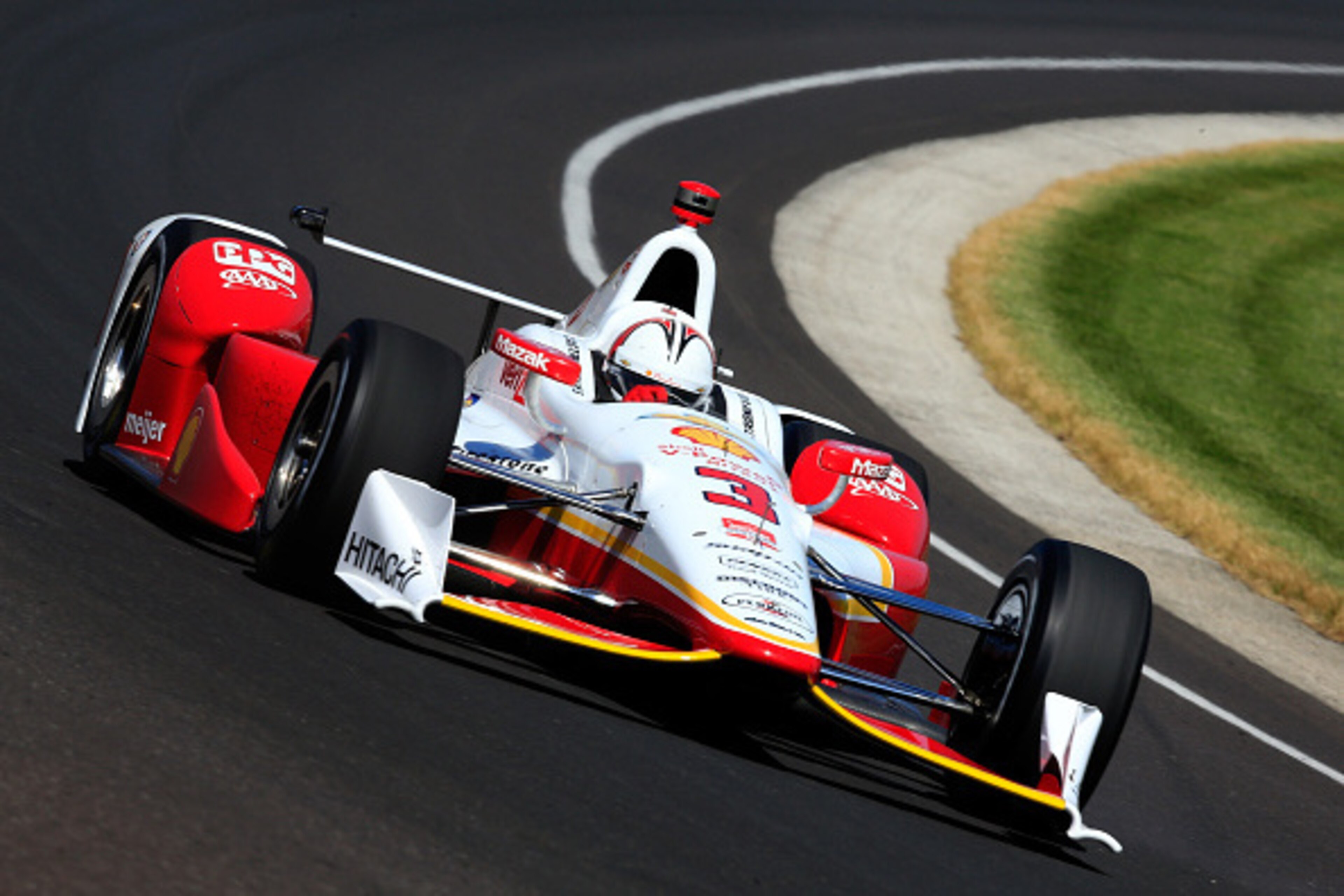INDIANAPOLIS, IN - MAY 22:  Helio Castroneves of Brazil, driver of the #3 Team Panske Chevrolet, in action during final practice on Carb Day for the 99th running of the Indianapolis 500 mile race at Indianapolis Motorspeedway on May 22, 2015 in Indianapol