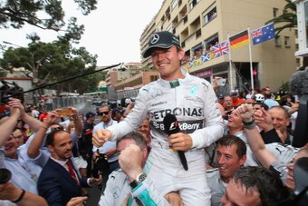 MONTE-CARLO, MONACO - MAY 25:  Nico Rosberg of Germany and Mercedes GP is carried aloft by his team following his victory during the Monaco Formula One Grand Prix at Circuit de Monaco on May 25, 2014 in Monte-Carlo, Monaco.  (Photo by Julian Finney/Getty 