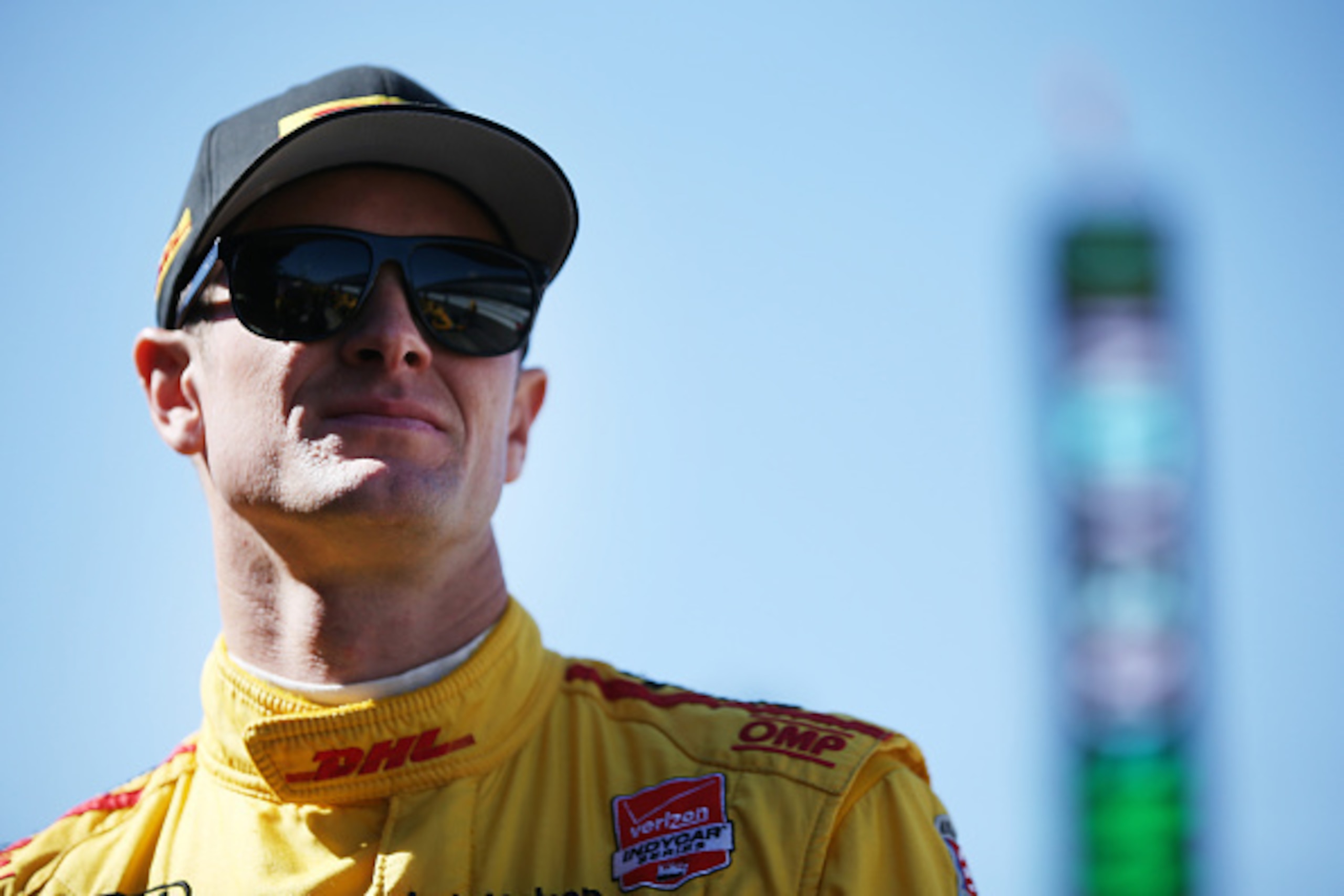 INDIANAPOLIS, IN - MAY 22:  Ryan Hunter-Reay driver of the #28 DHL Andretti Autosport Honda Dallara prepares to drive during final practice on Carb Day for the the 99th running of the Indianapolis 500 Mile Race at Indianapolis Motorspeedway on May 22, 201