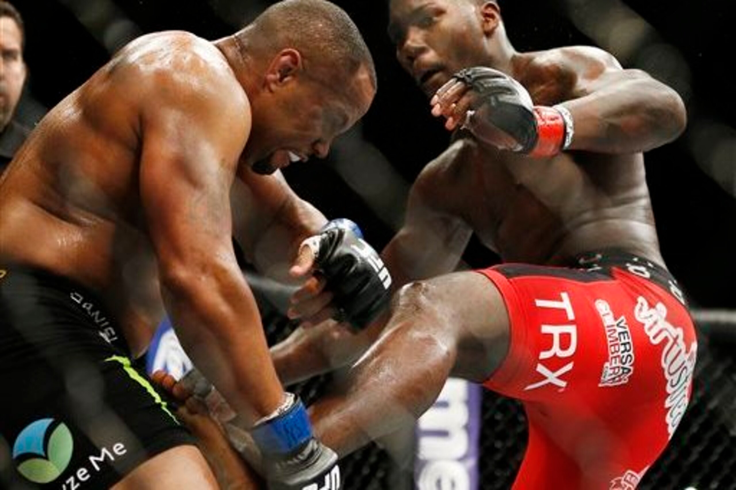 Cormier caught Johnson's kick and used it against him.