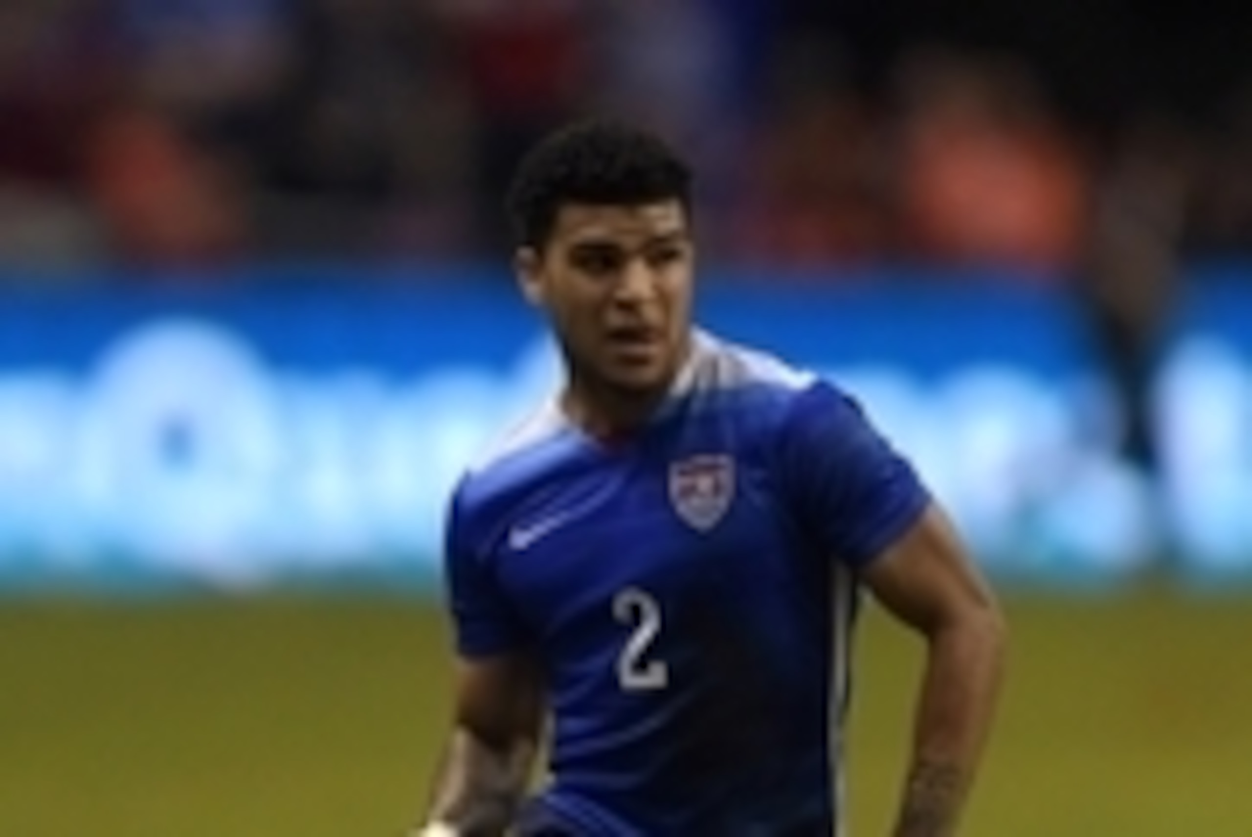 Apr 15, 2015; San Antonio, TX, USA; United States defender DeAndre Yedlin (2) controls the ball against Mexico in an international friendly at Alamodome. The United States defeated Mexico 2-0. Mandatory Credit: Kirby Lee-USA TODAY Sports
