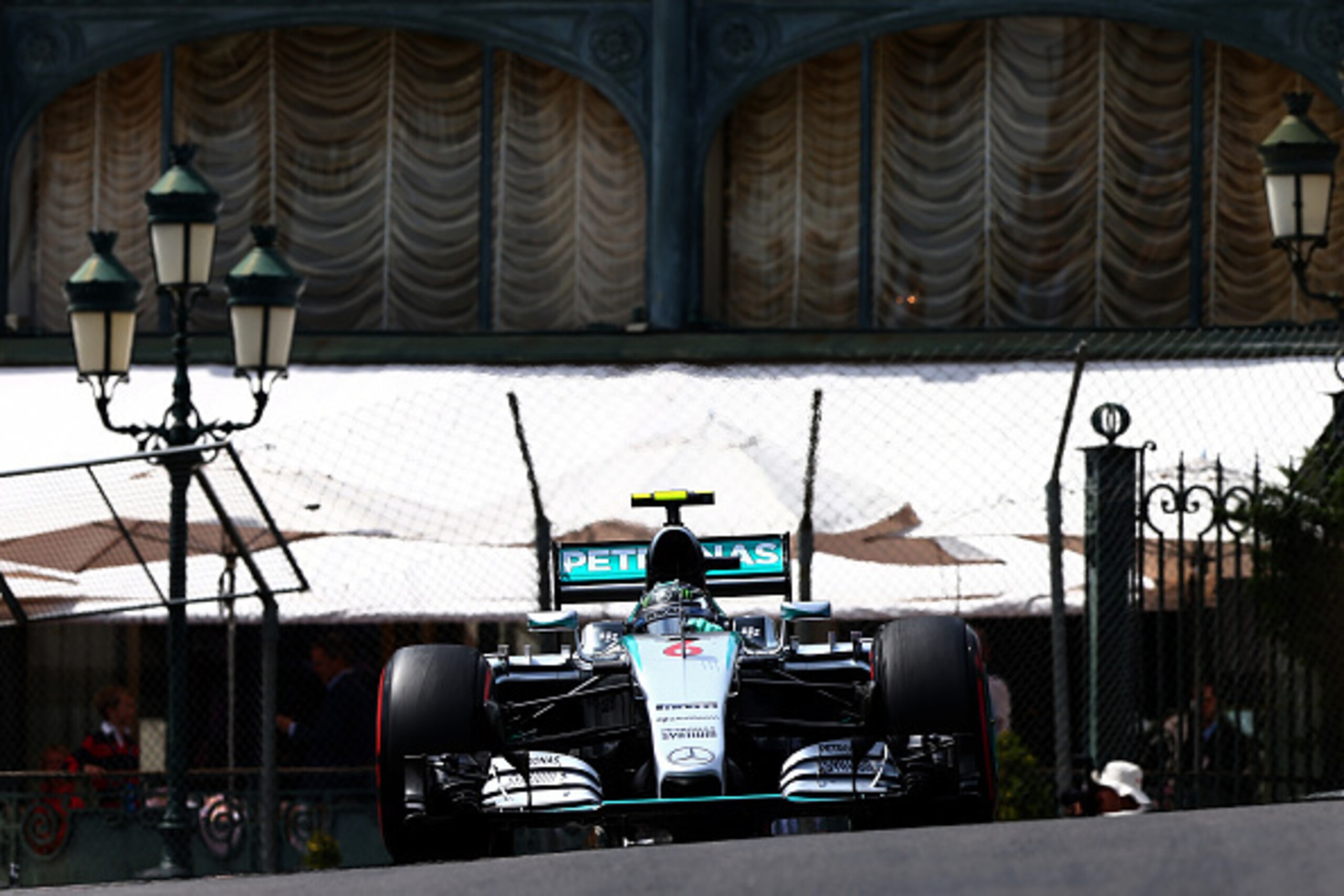 MONTE-CARLO, MONACO - MAY 23:  Nico Rosberg of Germany and Mercedes GP drives during final practice for the Monaco Formula One Grand Prix at Circuit de Monaco on May 23, 2015 in Monte-Carlo, Monaco.  (Photo by Dan Istitene/Getty Images)