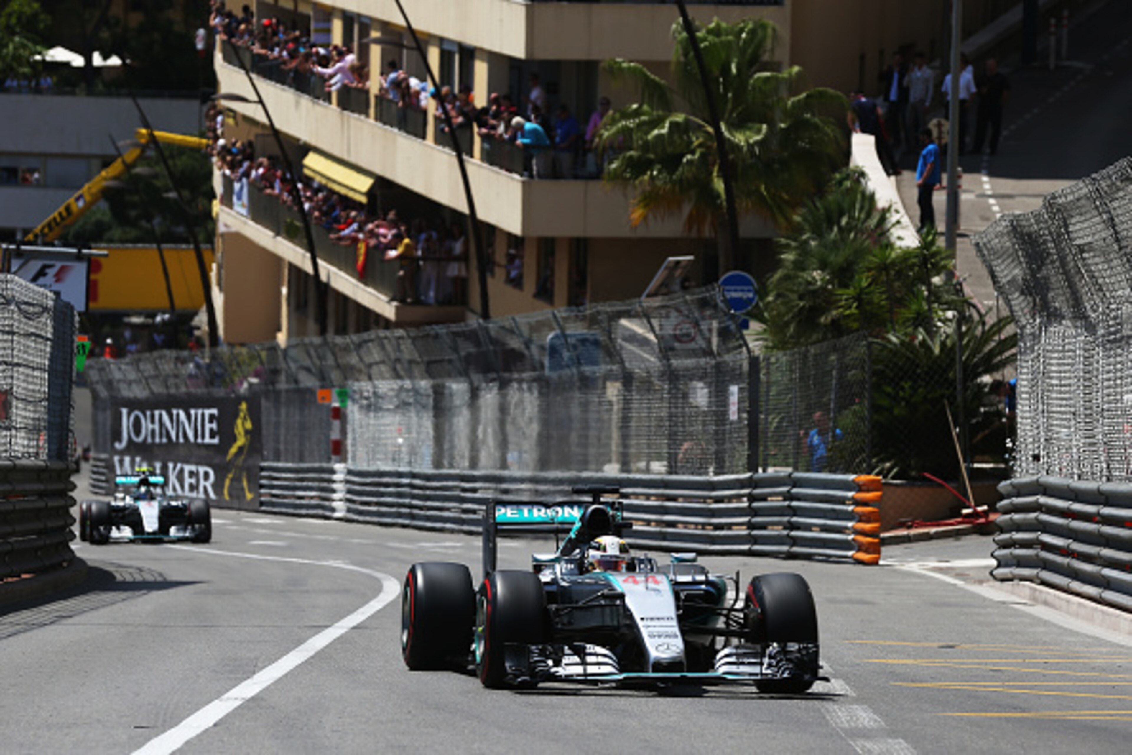 MONTE-CARLO, MONACO - MAY 24: Lewis Hamilton of Great Britain and Mercedes GP leads from team mate Nico Rosberg of Germany and Mercedes GP during the Monaco Formula One Grand Prix at Circuit de Monaco on May 24, 2015 in Monte-Carlo, Monaco. (Photo by Ke MONTE-CARLO, MONACO - MAY 24: Lewis Hamilton of Great Britain and Mercedes GP leads from team mate Nico Rosberg of Germany and Mercedes GP during the Monaco Formula One Grand Prix at Circuit de Monaco on May 24, 2015 in Monte-Carlo, Monaco. (Photo by Ke