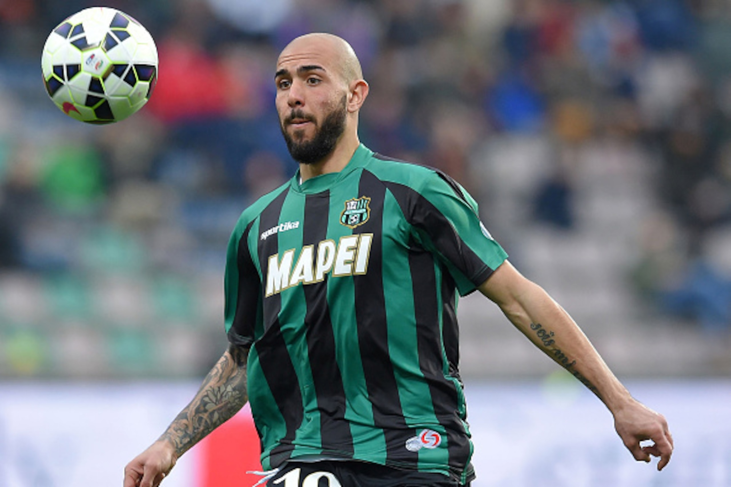REGGIO NELL'EMILIA, ITALY - MARCH 15: Simone Zaza of Sassuolo in action during the Serie A match between US Sassuolo Calcio and Parma FC at Mapei Stadium on March 15, 2015 in Reggio nell'Emilia, Italy.  (Photo by Giuseppe Bellini/Getty Images)