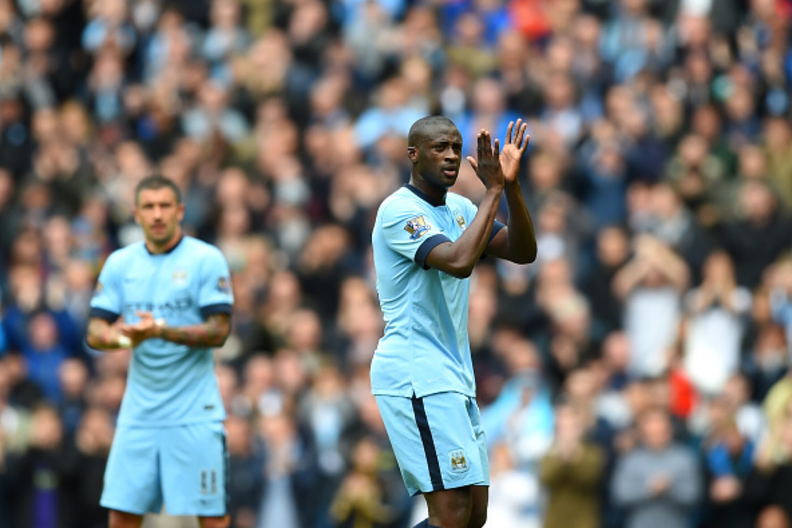 MANCHESTER, ENGLAND - MAY 24: Yaya Toure of Manchester City applauds supporters as he is replaced during the Barclays Premier League match between Manchester City and Southampton at Etihad Stadium on May 24, 2015 in Manchester, England. (Photo by Shaun MANCHESTER, ENGLAND - MAY 24: Yaya Toure of Manchester City applauds supporters as he is replaced during the Barclays Premier League match between Manchester City and Southampton at Etihad Stadium on May 24, 2015 in Manchester, England. (Photo by Shaun