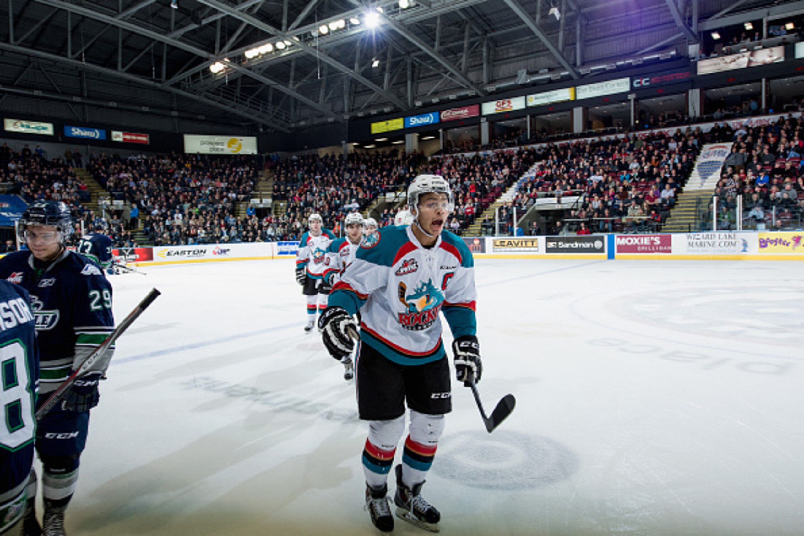 KELOWNA, CANADA - JANUARY 16: Madison Bowey #4 of Kelowna Rockets celebrates a third period goal against the Seattle Thunderbirds on January 16, 2015 at Prospera Place in Kelowna, British Columbia, Canada. (Photo by Marissa Baecker/Getty Images) KELOWNA, CANADA - JANUARY 16: Madison Bowey #4 of Kelowna Rockets celebrates a third period goal against the Seattle Thunderbirds on January 16, 2015 at Prospera Place in Kelowna, British Columbia, Canada. (Photo by Marissa Baecker/Getty Images)