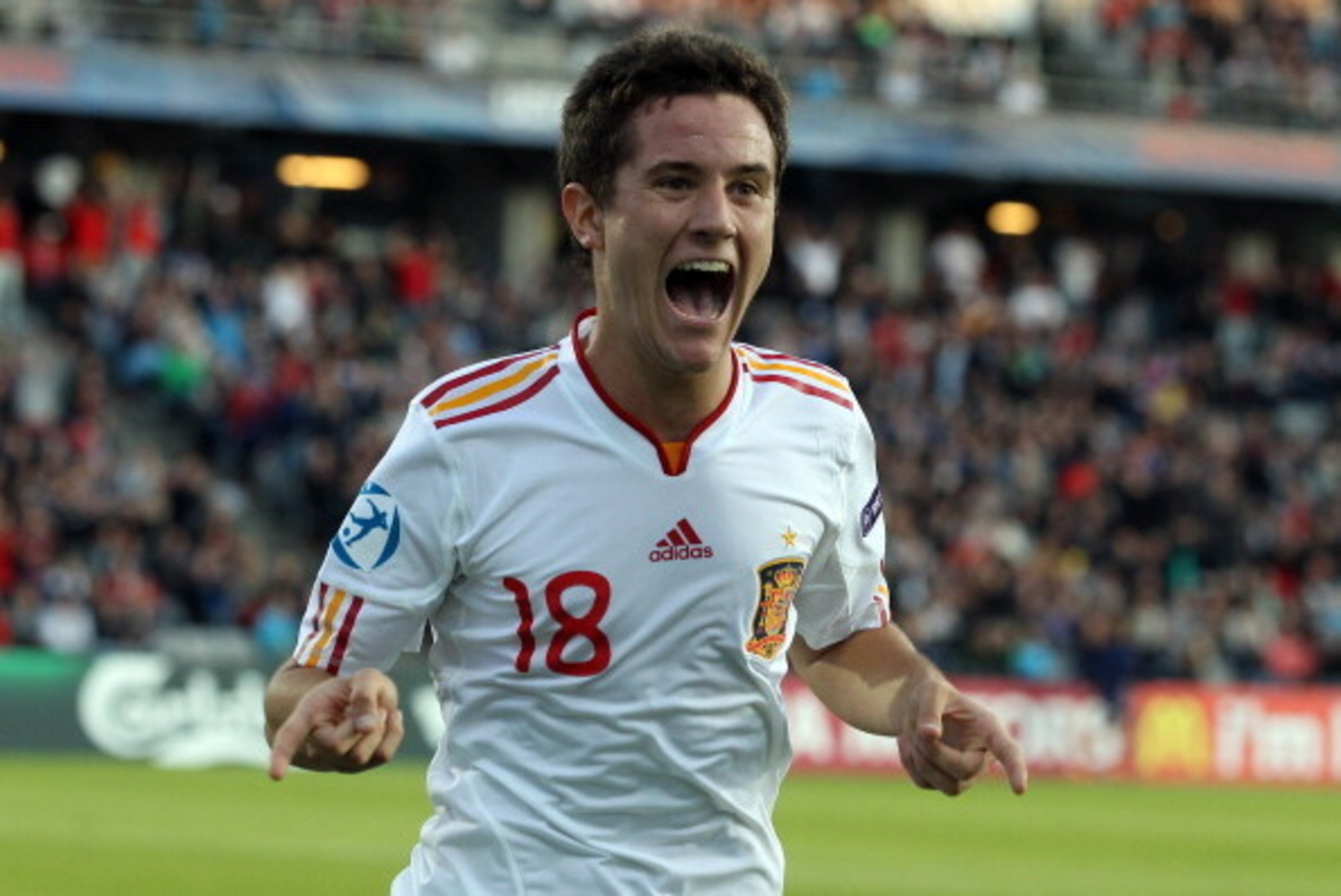 ARHUS, DENMARK - JUNE 25: Ander Herrera of Spain celebrates scoring the first goal during the UEFA European Under-21 Championship Final match between Switzerland and Spain at the Aarhus stadium on June 25, 2011 in Arhus, Denmark. (Photo by Ian Walton/Ge ARHUS, DENMARK - JUNE 25: Ander Herrera of Spain celebrates scoring the first goal during the UEFA European Under-21 Championship Final match between Switzerland and Spain at the Aarhus stadium on June 25, 2011 in Arhus, Denmark. (Photo by Ian Walton/Ge
