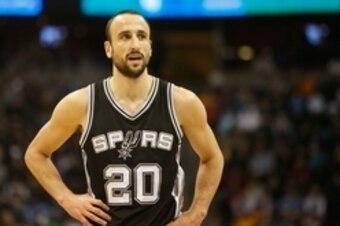 Jan 20, 2015; Denver, CO, USA; San Antonio Spurs guard Manu Ginobili (20) during the game against the Denver Nuggets at Pepsi Center. Mandatory Credit: Chris Humphreys-USA TODAY Sports