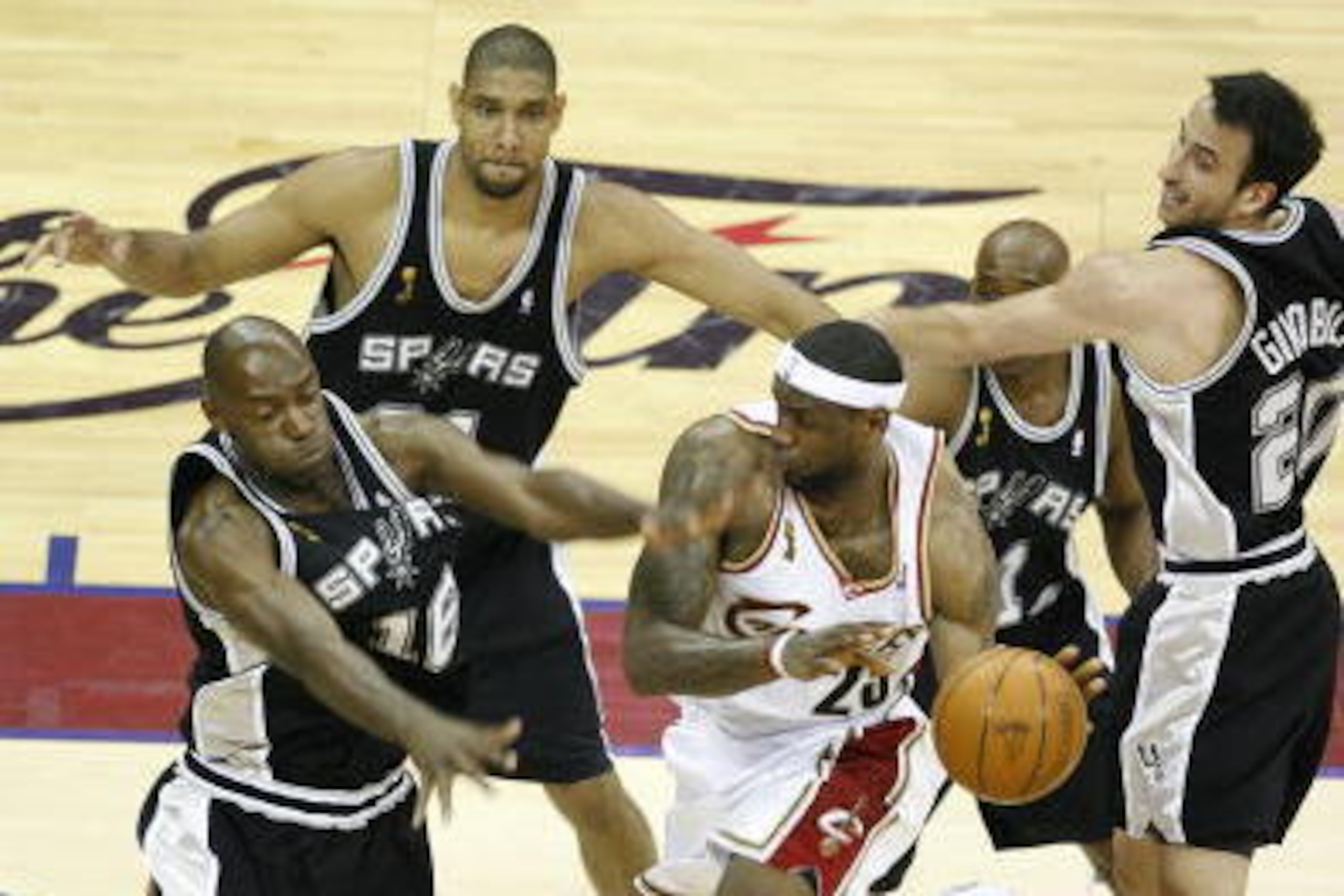 CLEVELAND - JUNE 14:  LeBron James #23 of the Cleveland Cavaliers goes to the basket in Game Four of the 2007 NBA Finals against the San Antonio Spurs at The Quicken Loans Arena on June 14, 2007 in Cleveland, Ohio. NOTE TO USER: User expressly acknowledge