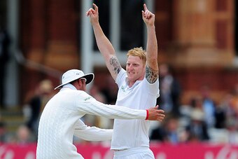 LONDON, ENGLAND - MAY 25:  Ben Stokes of England Kane Williamson of New Zealand during day five of the 1st Investec Test Match between England and New Zealand at Lord's Cricket Ground on May 25, 2015 in London, England.  (Photo by Dan Mullan/Getty Images)