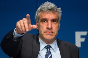 ZURICH, SWITZERLAND - MAY 27: FIFA Director of Communications Walter de Gregorio attends a press conference  at the FIFA headquarters on May 27, 2015 in Zurich, Switzerland. Swiss police on Wednesday raided a Zurich hotel to detain top FIFA football offic
