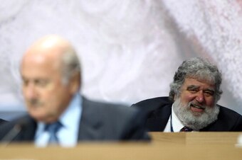 ZURICH, SWITZERLAND - JUNE 01:  Chuck Blazer, FIFA member is seen behind Presedent of FIFA, Joseph S.Blatter during the 61st FIFA Congress at Hallenstadion on June 1, 2011 in Zurich, Switzerland.  (Photo by Julian Finney/Getty Images)