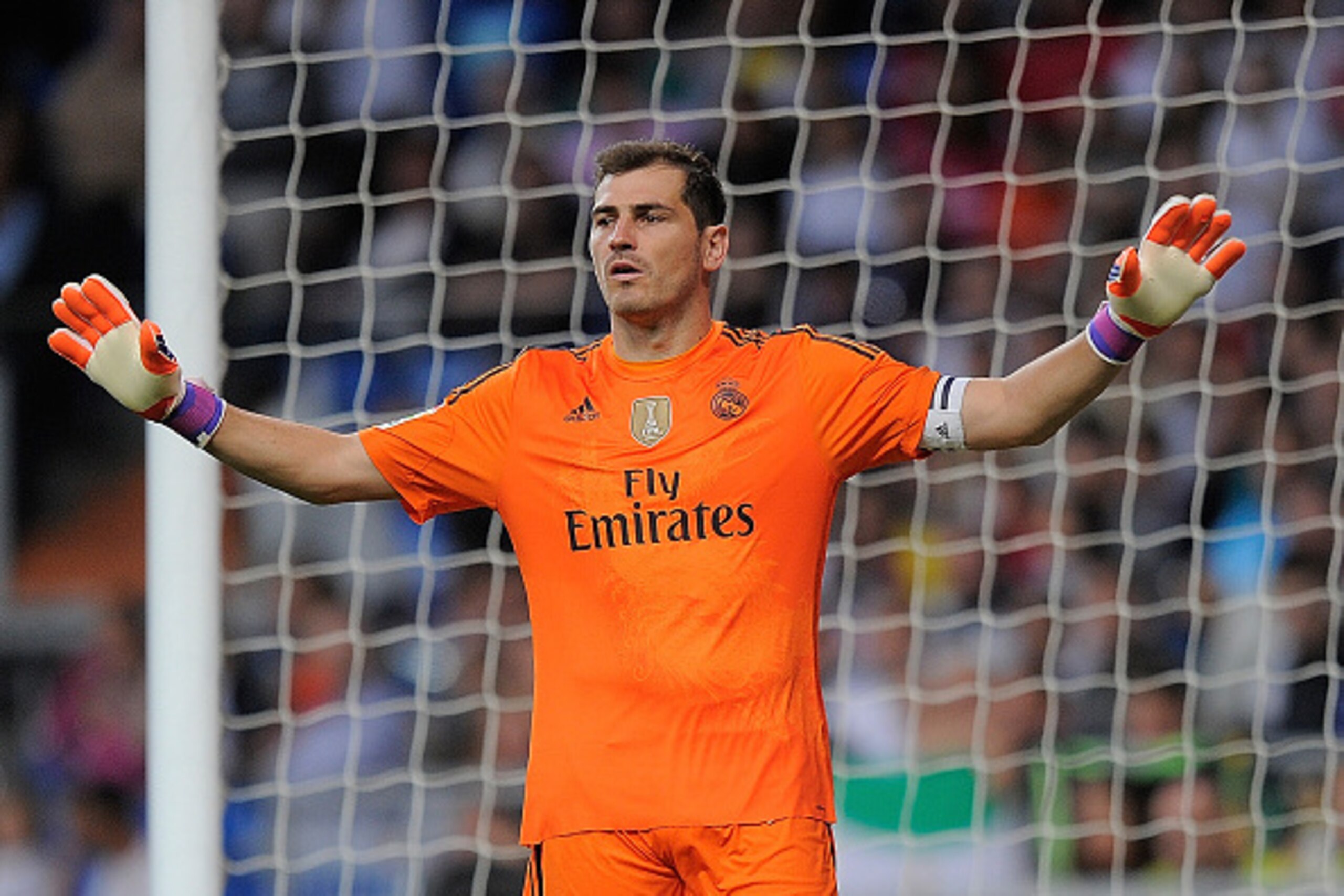 MADRID, SPAIN - MAY 23:  Iker Casillas of Real Madrid reacts during the La Liga match between Real Madrid CF and Getafe CF at Estadio Santiago Bernabeu on May 23, 2015 in Madrid, Spain.  (Photo by Denis Doyle/Getty Images)
