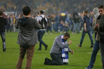 Dnipro fans celebrate beating Napoli