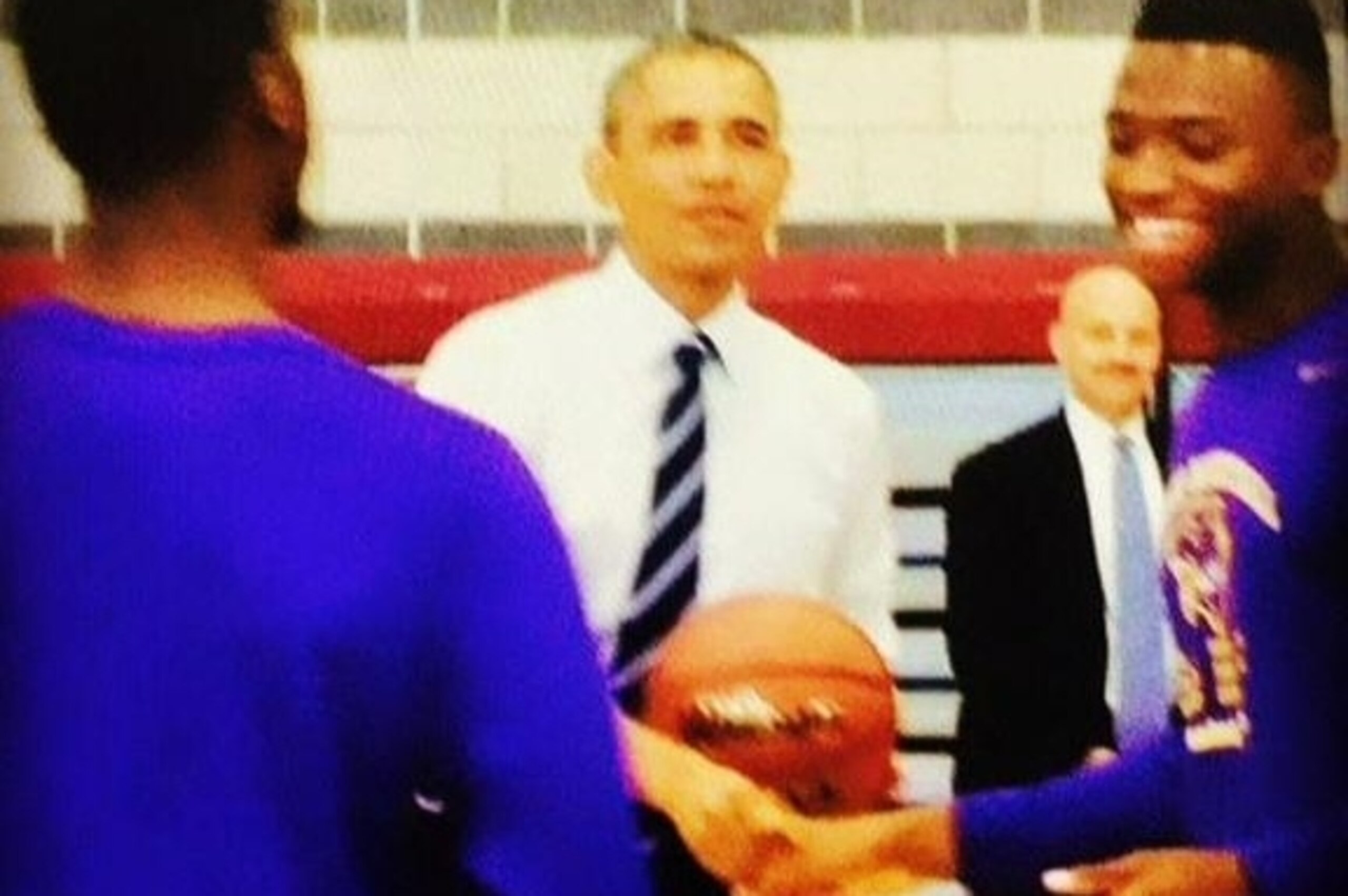 Holloway (right) bested Obama on the court.