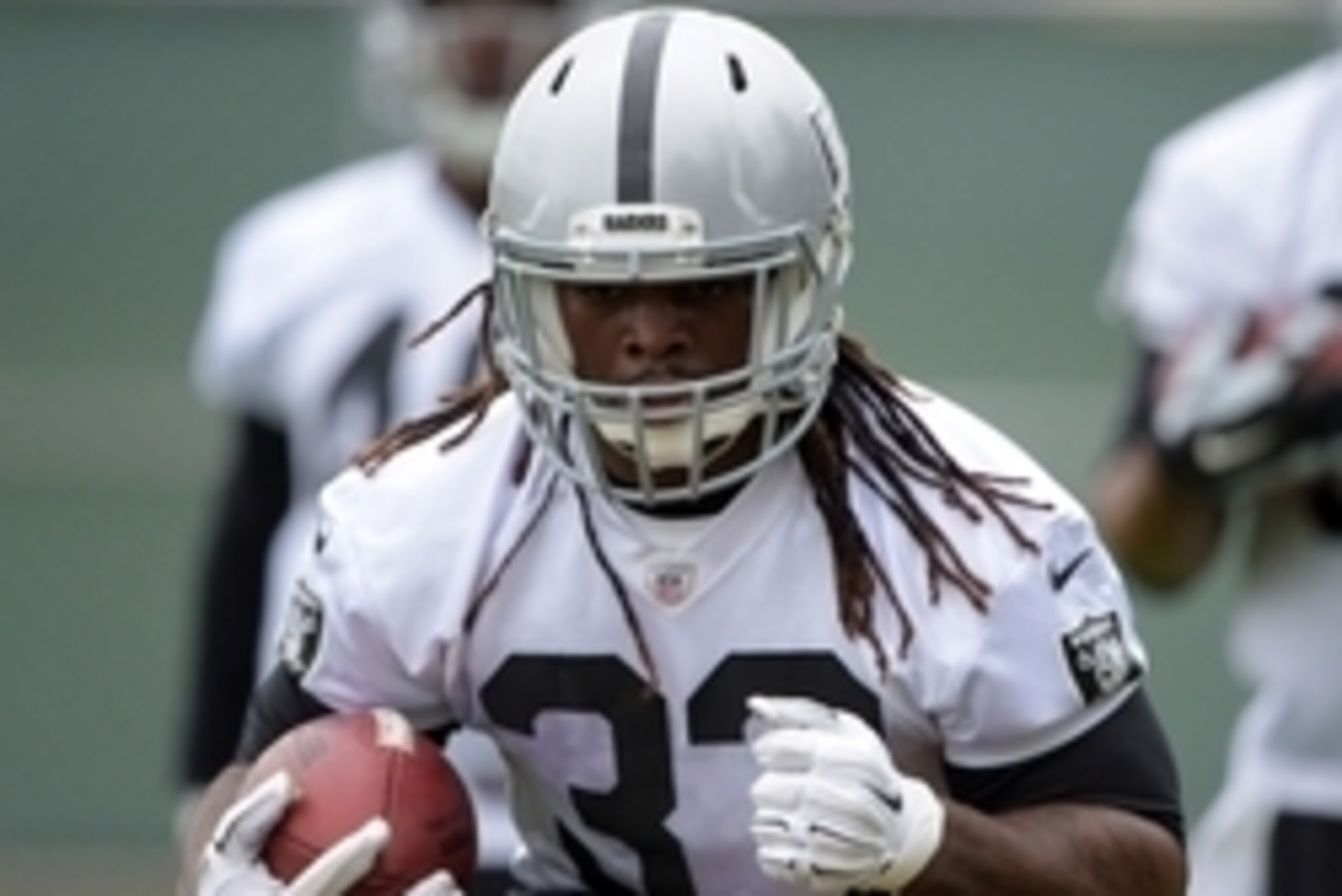 May 19, 2015; Alameda, CA, USA; Oakland Raiders running back Trent Richardson (33) at organized team activities at the Raiders practice facility. Mandatory Credit: Kirby Lee-USA TODAY Sports