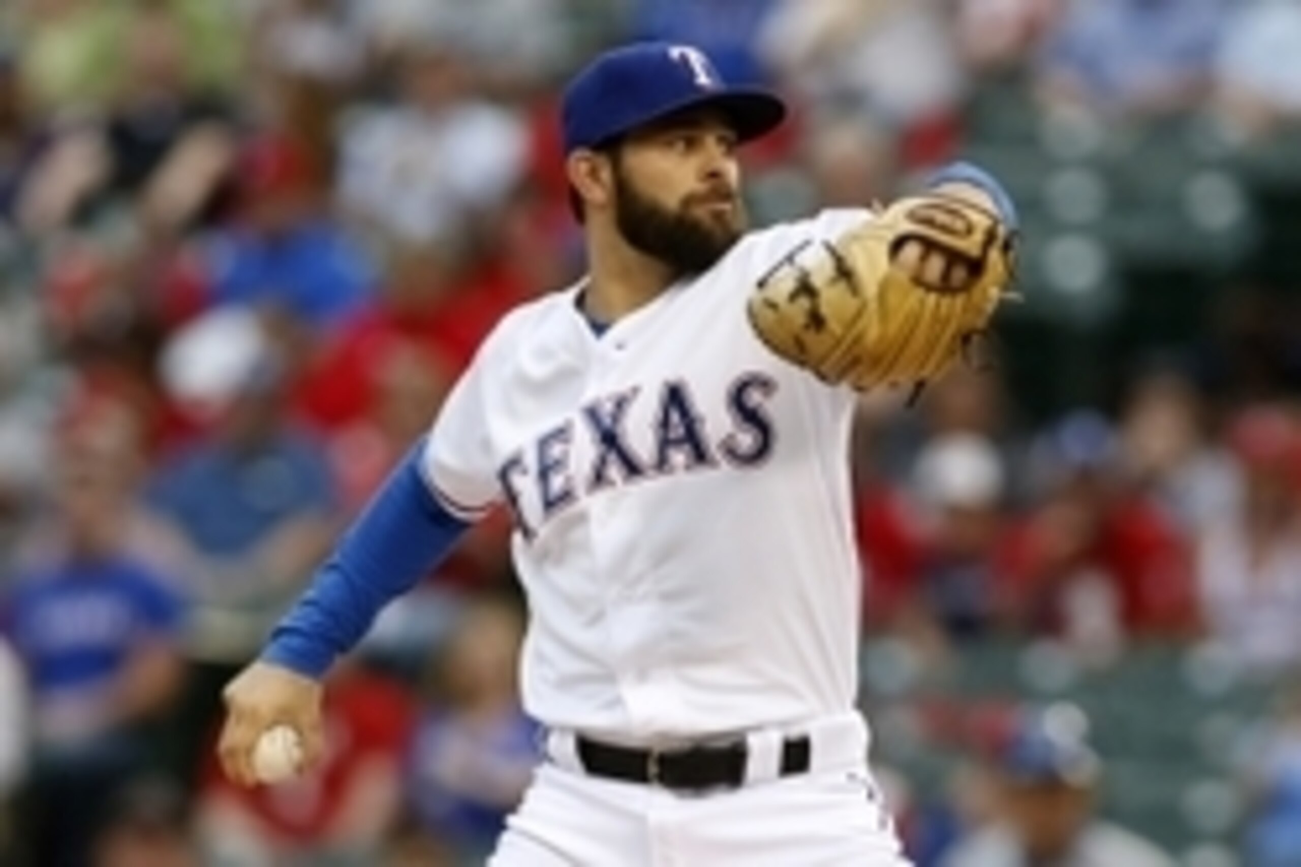 May 12, 2015; Arlington, TX, USA; Texas Rangers starting pitcher Nick Martinez (22) throws a pitch in the first inning against the Kansas City Royals at Globe Life Park in Arlington. Mandatory Credit: Tim Heitman-USA TODAY Sports May 12, 2015; Arlington, TX, USA; Texas Rangers starting pitcher Nick Martinez (22) throws a pitch in the first inning against the Kansas City Royals at Globe Life Park in Arlington. Mandatory Credit: Tim Heitman-USA TODAY Sports