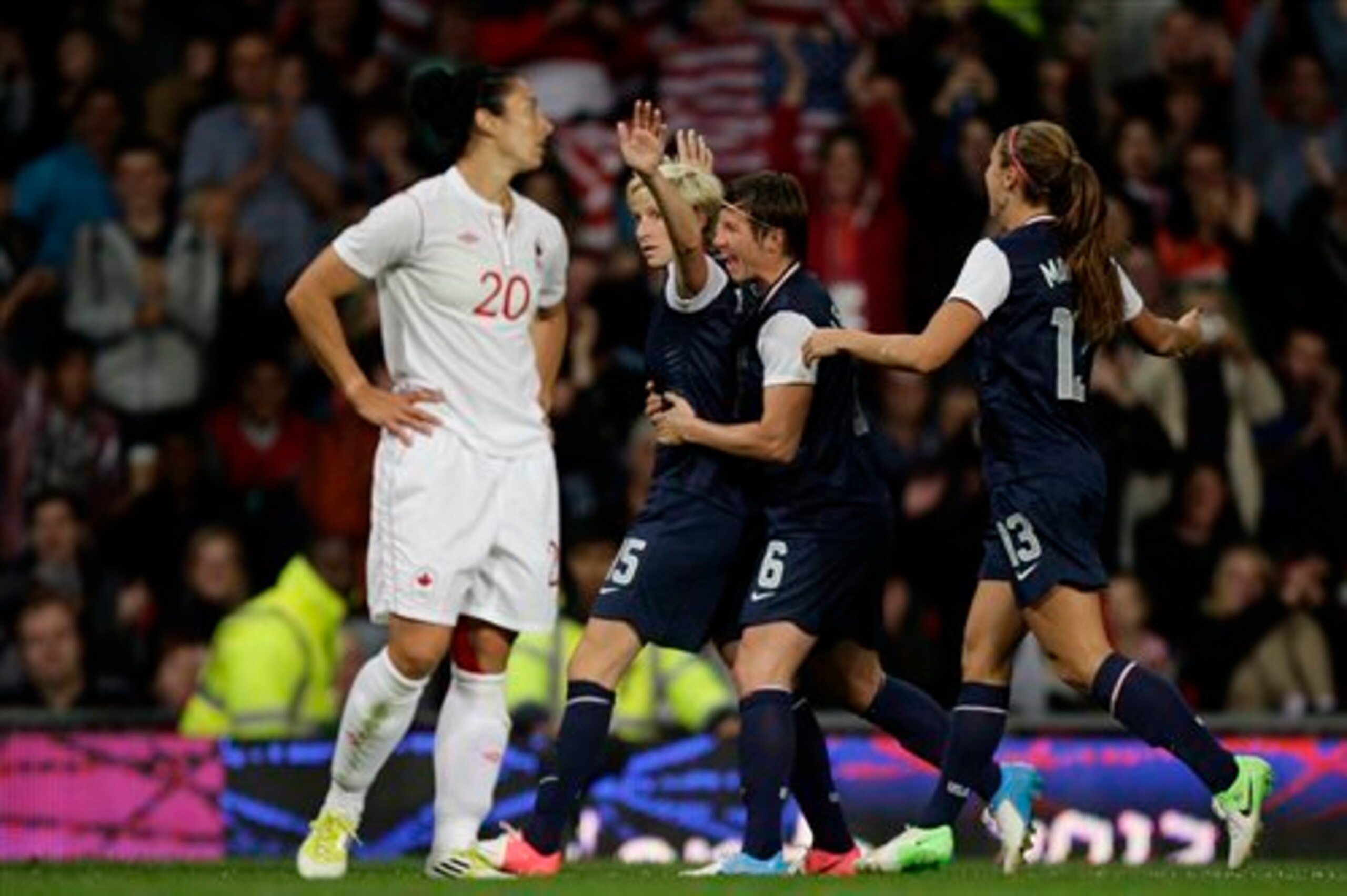 Rapinoe helped the U.S. defeat Canada in the 2012 Olympic semifinals. Rapinoe helped the U.S. defeat Canada in the 2012 Olympic semifinals.