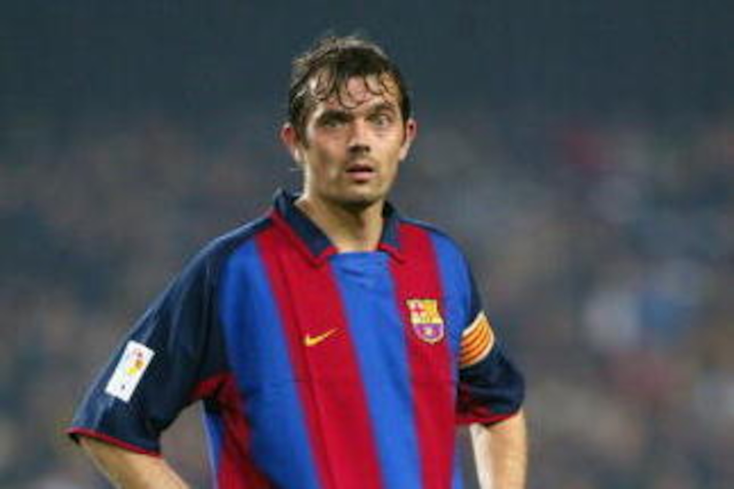 BARCELONA, SPAIN - FEBRUARY 1:  Philip Cocu of Barcelona in action during the La Liga match between FC Barcelona and Albacete played at the Nou Camp February 1, 2004 in Barcelona, Spain. (Photo by Firo Foto/Getty Images)