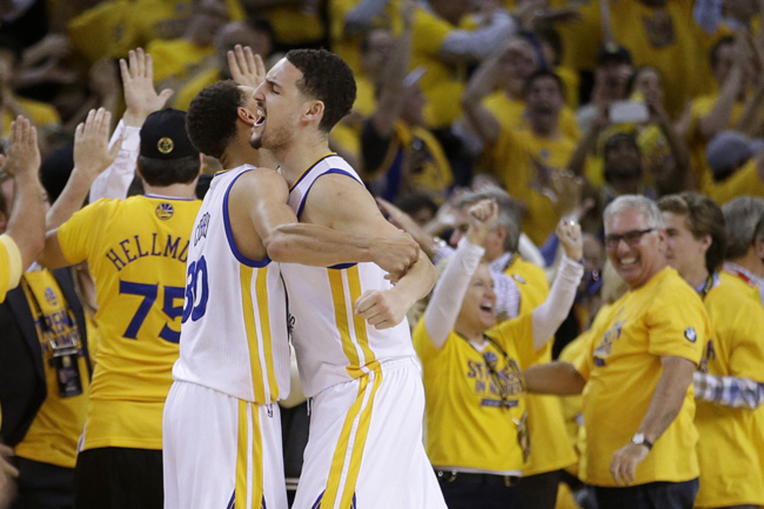 The Splash Brothers embrace. The Splash Brothers embrace.