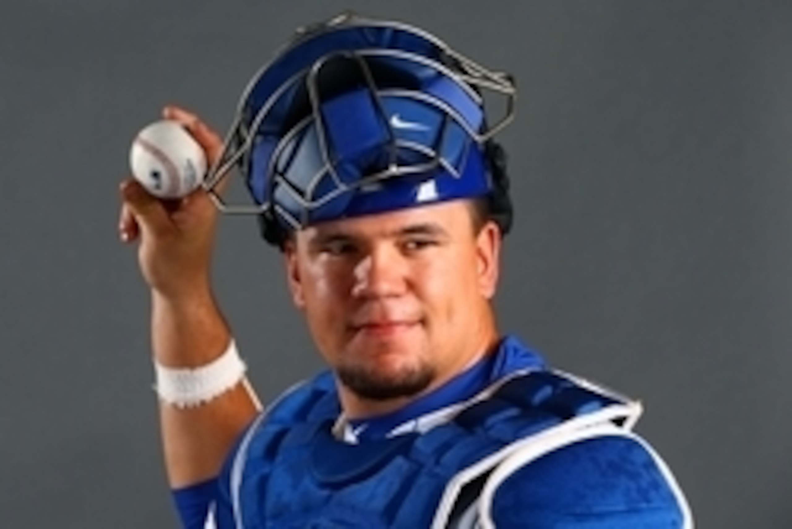 Mar 2, 2015; Mesa, AZ, USA; Chicago Cubs catcher Kyle Schwarber poses for a portrait during photo day at the training center at Sloan Park. Mandatory Credit: Mark J. Rebilas-USA TODAY Sports