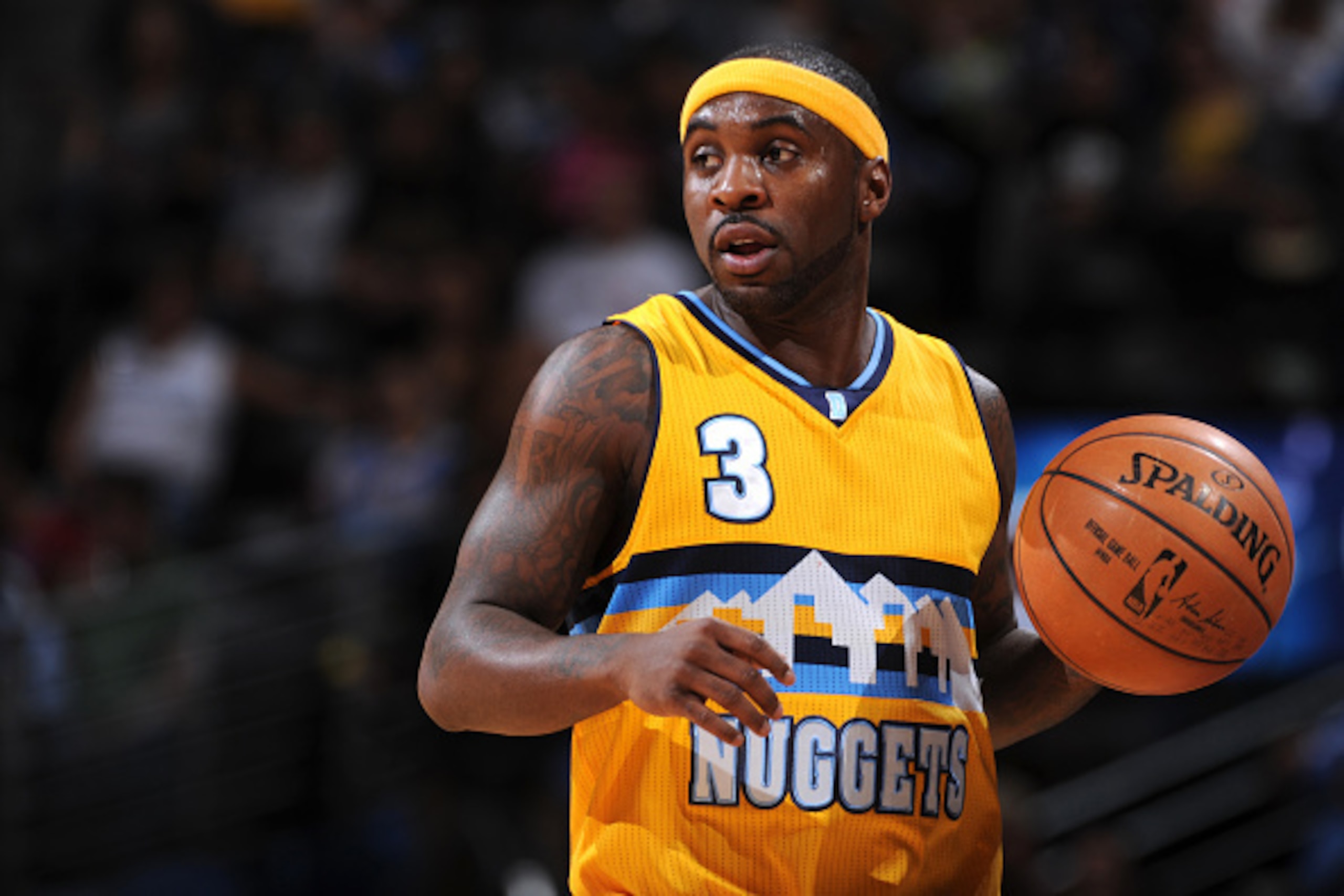 DENVER, CO - APRIL 12:  Ty Lawson #3 of the Denver Nuggets handles the ball against the Sacramento Kings on April 12, 2015 at the Pepsi Center in Denver, Colorado. NOTE TO USER: User expressly acknowledges and agrees that, by downloading and/or using this