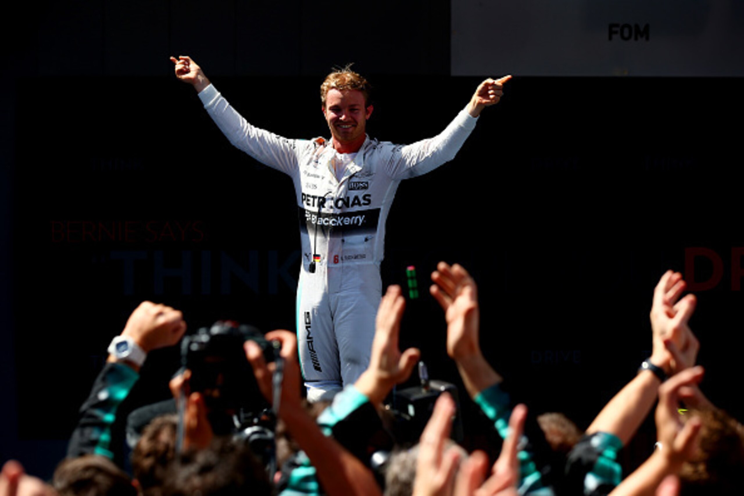 MONTMELO, SPAIN - MAY 10:  Nico Rosberg of Germany and Mercedes GP celebrates in Parc Ferme after winning the Spanish Formula One Grand Prix at Circuit de Catalunya on May 10, 2015 in Montmelo, Spain.  (Photo by Mark Thompson/Getty Images)