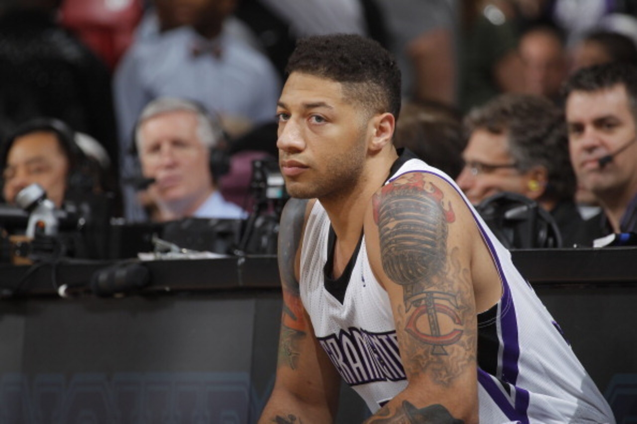 SACRAMENTO, CA - MARCH 26: Royce White #35 of the Sacramento Kings in a game against the New York Knicks on March 26, 2014 at Sleep Train Arena in Sacramento, California. NOTE TO USER: User expressly acknowledges and agrees that, by downloading and or usi