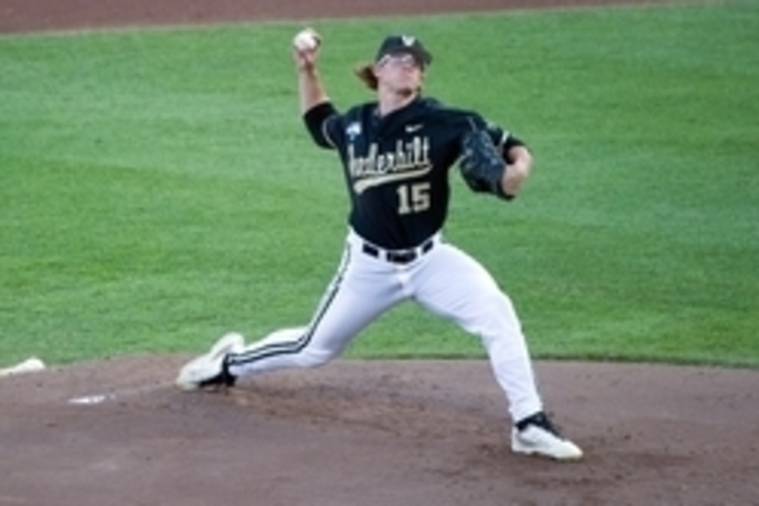 Jun 25, 2014; Omaha, NE, USA; Vanderbilt Commodores pitcher Carson Fulmer (15) pitches against the Virginia Cavaliers during game three of the College World Series Finals at TD Ameritrade Park Omaha. Mandatory Credit: Steven Branscombe-USA TODAY Sports Jun 25, 2014; Omaha, NE, USA; Vanderbilt Commodores pitcher Carson Fulmer (15) pitches against the Virginia Cavaliers during game three of the College World Series Finals at TD Ameritrade Park Omaha. Mandatory Credit: Steven Branscombe-USA TODAY Sports
