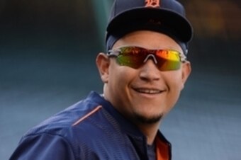 May 28, 2015; Anaheim, CA, USA; Detroit Tigers first baseman Miguel Cabrera (24) before the game against the Los Angeles Angels at Angel Stadium of Anaheim. Mandatory Credit: Jayne Kamin-Oncea-USA TODAY Sports
