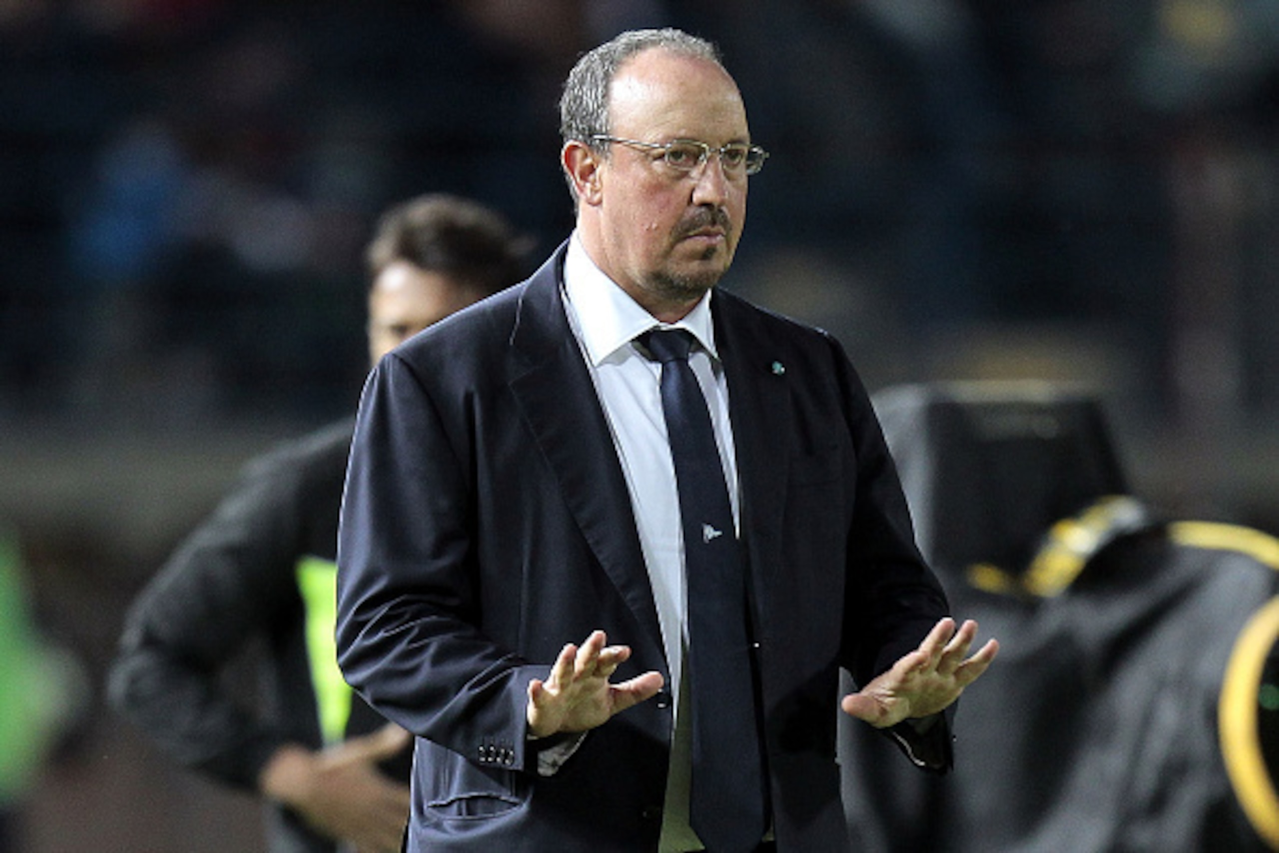 EMPOLI, ITALY - APRIL 30: Rafael Benitez of SSC Napoli gestures during the Serie A match between Empoli FC and SSC Napoli at Stadio Carlo Castellani on April 30, 2015 in Empoli, Italy.  (Photo by Gabriele Maltinti/Getty Images)