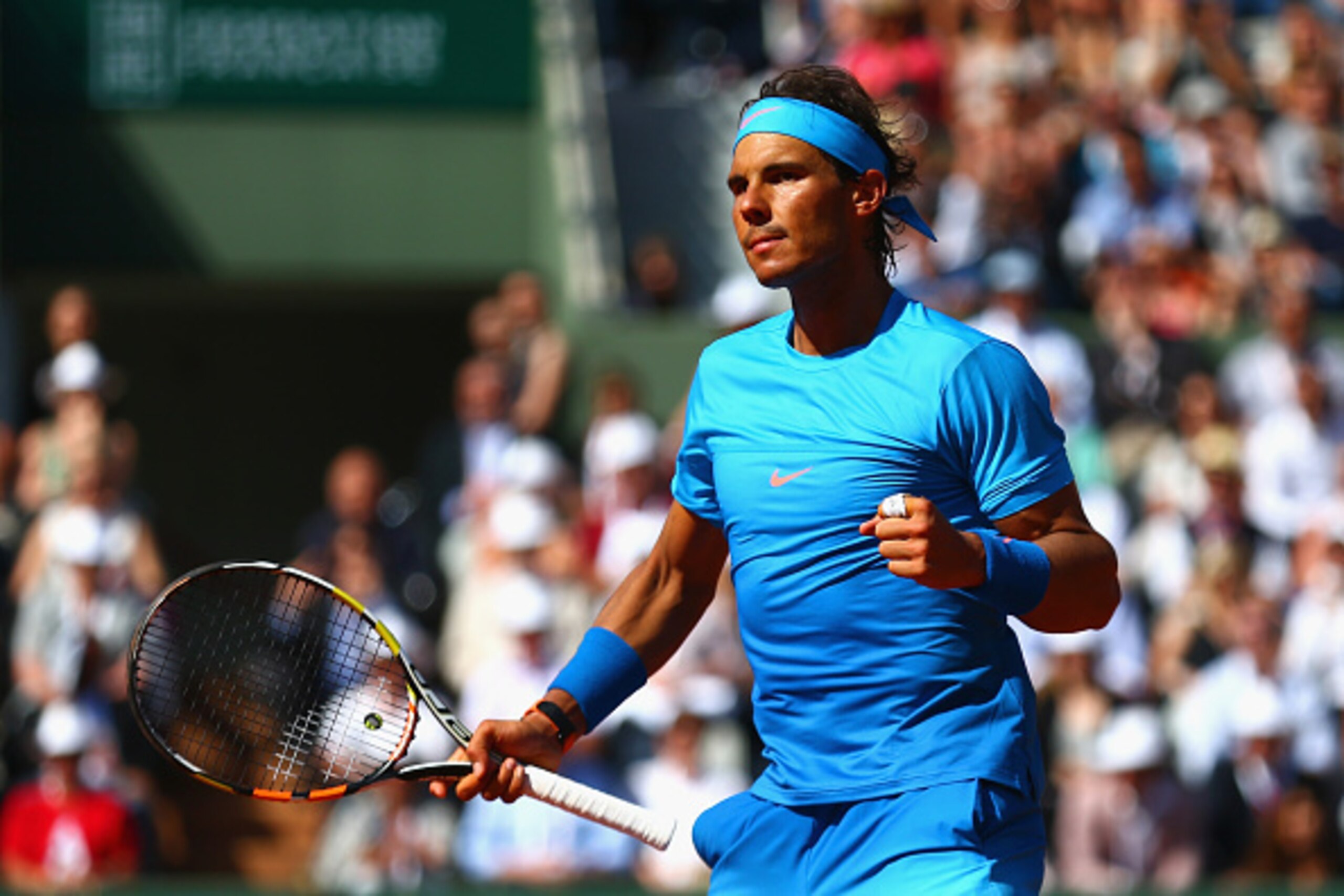PARIS, FRANCE - MAY 30: Rafael Nadal of Spain celebrates match point in his Men's Singles match against Andrey Kuznetsov of Russia on day seven of the 2015 French Open at Roland Garros on May 30, 2015 in Paris, France. (Photo by Clive Mason/Getty Images PARIS, FRANCE - MAY 30: Rafael Nadal of Spain celebrates match point in his Men's Singles match against Andrey Kuznetsov of Russia on day seven of the 2015 French Open at Roland Garros on May 30, 2015 in Paris, France. (Photo by Clive Mason/Getty Images