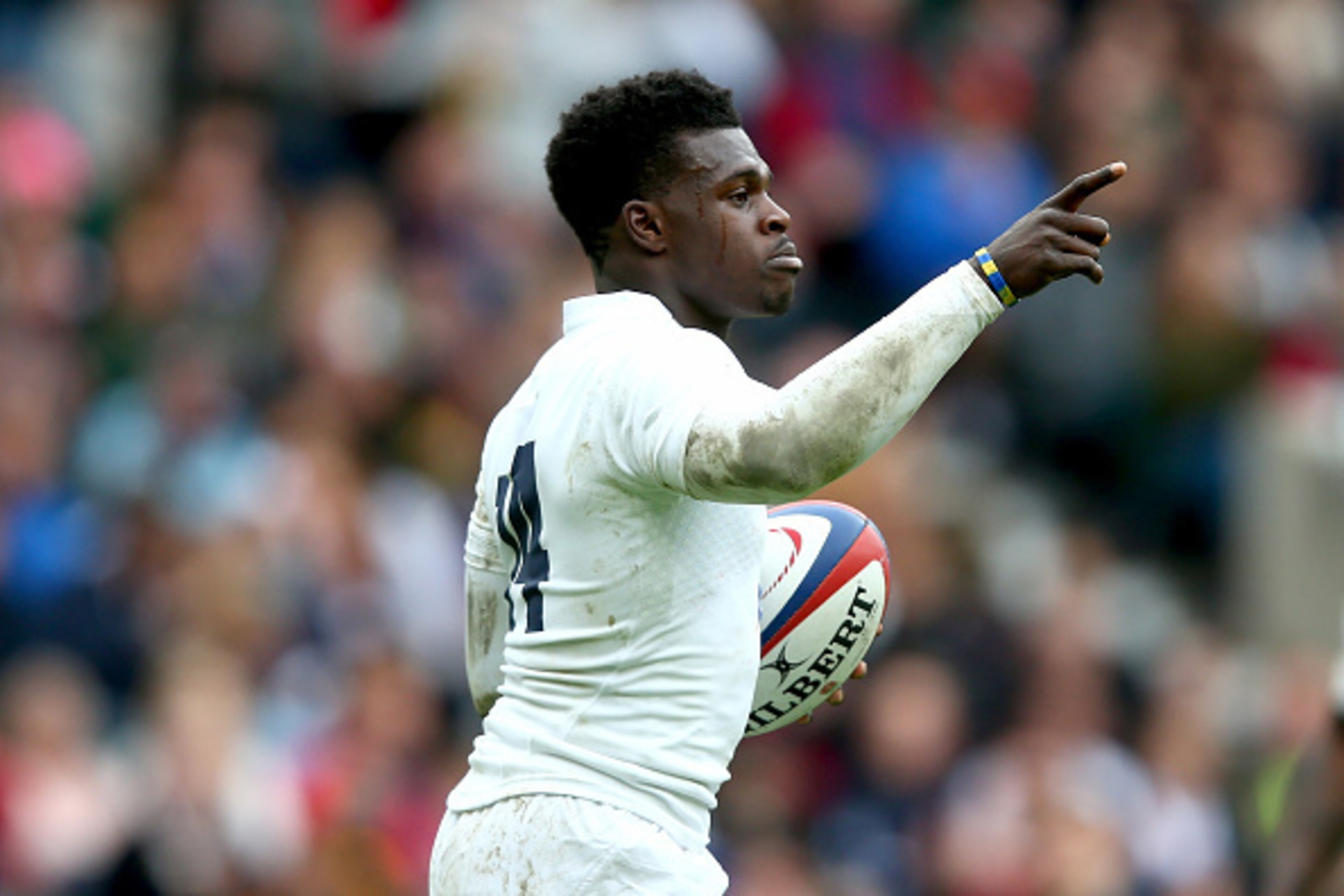 LONDON, ENGLAND - MAY 31:  Christian Wade of England celebrates his second try during the England XV v Barbarians match at Twickenham Stadium on May 31, 2015 in London, England.  (Photo by Clive Rose/Getty Images)